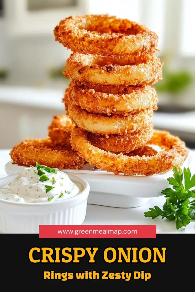 Satisfy your cravings with these Crispy Air Fryer Onion Rings and Zesty Garlic Dip! This simple recipe is perfect for a tasty snack or party appetizer. Learn how to achieve the ultimate crunch using just a few ingredients and your air fryer. The homemade garlic dip takes it to the next level! Click through for the step-by-step guide and enjoy the deliciousness today! #AirFryerRecipes #OnionRings #SnackIdeas #EasyRecipes