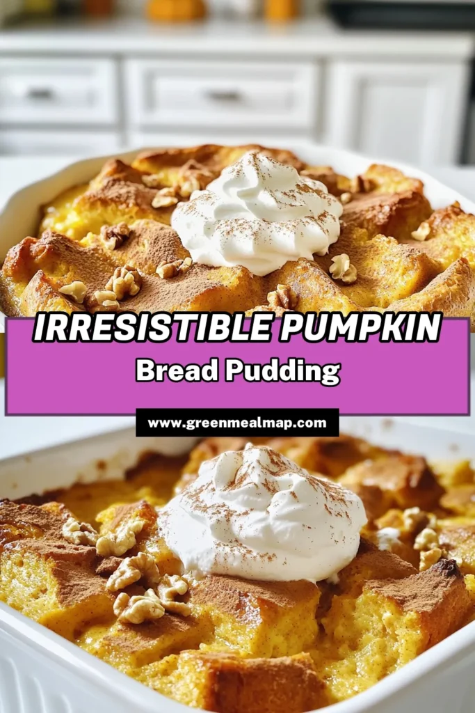 Indulge in the cozy flavors of fall with this delicious Pumpkin Spice Bread Pudding recipe! Made with cubed brioche or challah soaked in a creamy pumpkin mixture, it’s the perfect dessert for chilly nights. Top it off with whipped cream for extra sweetness. Click through for the full recipe and impress your friends and family with this warm, comforting treat! #PumpkinSpiceBreadPudding #FallDesserts #PumpkinRecipes #BakingJoy