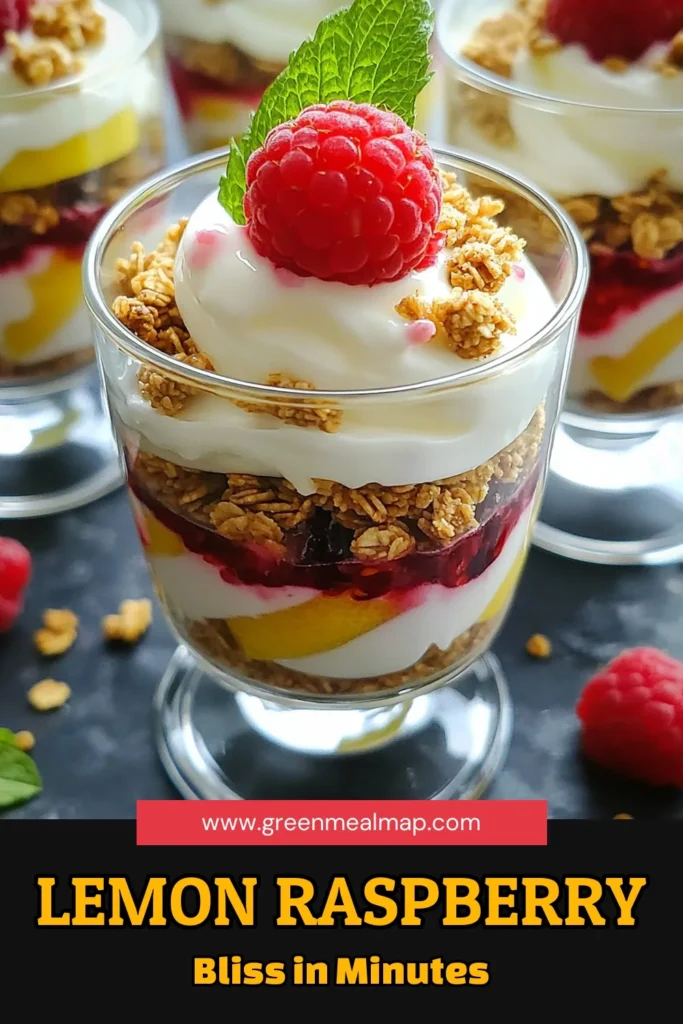 Indulge in the refreshing flavors of Lemon Raspberry Yogurt Parfaits! This easy recipe combines creamy Greek yogurt, zesty lemon, sweet raspberries, and crunchy granola for a perfect treat. Ideal for breakfast or a delightful snack, these parfaits are not just delicious but also healthy. Don't miss out on creating this delicious layered dessert—click through for the full recipe and enjoy a burst of fruity goodness! #YogurtParfaits #HealthyDesserts #LemonRecipes #RaspberryLovers