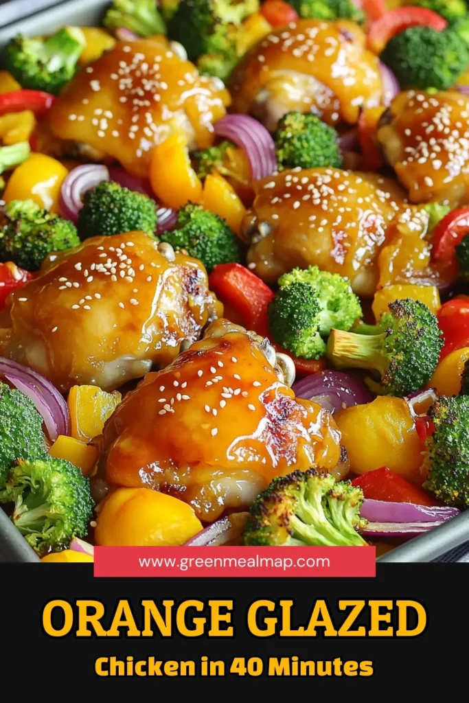 Elevate your dinner with this delicious Sheet-Pan Orange Glazed Chicken and Veggies recipe! Bursting with citrus flavor and colorful veggies, this one-pan meal is both easy to prepare and a feast for the eyes. In just 40 minutes, you can enjoy tender chicken thighs glazed with a sweet and tangy orange sauce, paired with vibrant broccoli and bell peppers. Click to explore the full recipe and bring this delightful dish to your table tonight!