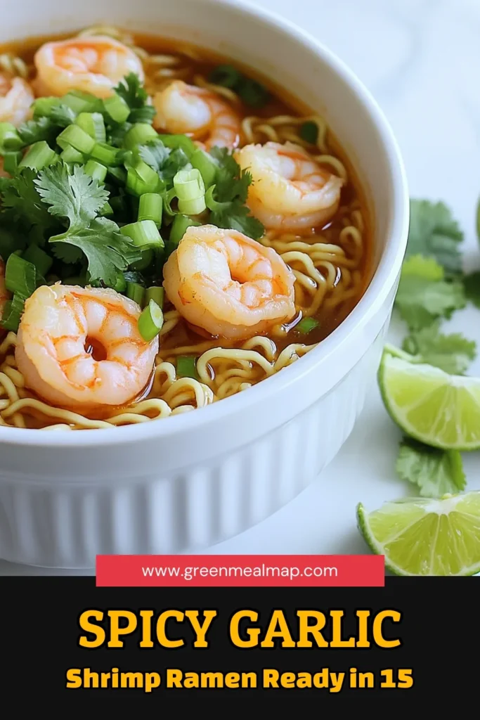 Craving something bold? Try this Spicy Garlic Shrimp Ramen for a quick and delicious meal! With tender shrimp, savory broth, and a kick of sriracha, this dish is perfect for any night of the week. In just 15 minutes, you can enjoy a comforting bowl that's packed with flavor. Don't miss out on this recipe that’s sure to impress. Click through for the full recipe and elevate your dinner game! #RamenRecipes #ShrimpDishes #SpicyFood #QuickMeals