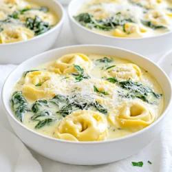 To make One-Pan Creamy Garlic Spinach Tortellini, you need a few simple items. Here’s what you'll gather: - 9 oz (250g) cheese tortellini (fresh or frozen) - 2 tablespoons olive oil - 5 cloves garlic, minced - 4 cups fresh spinach, roughly chopped - 1 cup heavy cream - 1 cup vegetable broth - 1/2 cup grated Parmesan cheese - 1 teaspoon Italian seasoning - Salt and pepper to taste - Optional: Red pepper flakes for heat - Fresh basil or parsley for garnish These ingredients blend to create a rich and tasty dish. The cheese tortellini serves as the base, while garlic brings out great flavor. The fresh spinach adds color and nutrients. Heavy cream and vegetable broth make the sauce creamy and dreamy. Parmesan cheese thickens the sauce and makes it cheesy. Italian seasoning adds a touch of herbs, while salt and pepper enhance all the flavors. For a little kick, consider adding red pepper flakes. Lastly, fresh basil or parsley makes the dish look lovely and adds a fresh taste. With these ingredients, you can create a one-pan meal that is both delicious and quick to prepare. 1. First, heat 2 tablespoons of olive oil in a large skillet over medium heat. This oil adds flavor and helps cook the garlic. 2. Next, add 5 cloves of minced garlic to the hot oil. Sauté for about 1-2 minutes. You want the garlic fragrant but not browned. If it browns, it will taste bitter. 3. Now, add 4 cups of roughly chopped fresh spinach to the pan. Stir it often until it wilts down. This takes about 3-4 minutes. The spinach shrinks a lot, so don’t worry if it looks like too much at first. 1. Pour in 1 cup of heavy cream and 1 cup of vegetable broth. Stir the mixture until everything is well combined. 2. Bring the sauce to a gentle simmer. You want to see small bubbles but not a rolling boil. This helps blend the flavors. 1. Add 9 ounces of cheese tortellini and 1 teaspoon of Italian seasoning to the simmering sauce. Stir to coat the tortellini with the sauce. 2. Cook for about 5-7 minutes, stirring occasionally. You want the tortellini to be tender and heated through. 3. Once the tortellini is cooked, stir in 1/2 cup of grated Parmesan cheese. Season with salt, pepper, and optional red pepper flakes for heat. 4. Cook for an additional 2 minutes. This thickens the sauce slightly. 5. Remove the pan from heat. Garnish with fresh basil or parsley before serving for a nice touch. Enjoy your meal! - Best tortellini types: I recommend using cheese tortellini, fresh or frozen. They hold up well in the sauce and bring great flavor. Fresh tortellini cooks faster, while frozen may need extra time. Always check the package for timing. - Cooking time adjustments: When cooking tortellini, follow the package instructions. It usually takes about 5-7 minutes in the sauce. If you use fresh, check for doneness earlier. You want them tender but not mushy. - Adding red pepper flakes for heat: If you like some spice, add red pepper flakes. Start with a pinch and taste. You can always add more. Just remember, a little goes a long way. - Alternative cheese options: Parmesan cheese is great, but you can switch it up. Try using pecorino or even a creamy goat cheese. Each adds a unique twist to the dish. Mix and match to find your favorite! {{image_2}} You can change greens in this recipe. Kale, arugula, or Swiss chard work well. They add different flavors and nutrients. You can also mix in some peas for a burst of sweetness. For cream, you have options too. Use coconut cream for a dairy-free version. Cashew cream is a great choice if you want a nutty taste. You can even use Greek yogurt for a tangy twist. If you need gluten-free options, look for gluten-free tortellini. Many brands offer tasty choices made from rice or chickpeas. Always check the package for gluten-free labels. For vegan modifications, skip the cheese and cream. Use a plant-based cream and nutritional yeast for a cheesy flavor. This way, you keep all the taste without dairy. You can still enjoy delicious One-Pan Creamy Garlic Spinach Tortellini! Store any leftover creamy tortellini in a glass or plastic container. Make sure the lid seals tightly. If you have a lot, divide it into smaller portions. This way, it stays fresh longer. Keep the container in the fridge. It will last up to three days. To reheat, use a microwave or a pan on low heat. If using a microwave, put the tortellini in a bowl. Add a splash of cream or broth to keep it moist. Heat for one to two minutes. Stir halfway through to heat evenly. If using a pan, add the tortellini and a little cream. Heat gently, stirring often. This helps keep the sauce creamy and prevents it from drying out. Enjoy your delicious leftovers just like the first time! Can I use frozen tortellini? Yes, you can use frozen tortellini. Just add them straight to the pan. They will cook well in the sauce. You may need to add an extra minute or two for cooking time. How do I thicken the sauce? To thicken the sauce, let it simmer longer. You can also add a little more Parmesan cheese. If you want it thicker, use less broth. What can I serve with One-Pan Creamy Garlic Spinach Tortellini? This dish pairs well with garlic bread or a fresh salad. You can also serve it with roasted vegetables for extra flavor. Can I use other types of pasta? Yes, you can use other pasta shapes. Just adjust the cooking time based on the pasta type. Smaller shapes may cook faster than tortellini. How long will leftovers last? Leftovers can last in the fridge for 3 to 4 days. Store them in an airtight container to keep them fresh. Reheat gently on the stove or in the microwave. In this post, I shared how to make creamy garlic spinach tortellini. We covered all the ingredients, from cheese tortellini to olive oil and spinach. You now have step-by-step instructions for preparation, sauce, and cooking. I also shared tips for perfecting the dish and offered variations to suit different diets. Finally, I included storage tips for leftovers. With these easy methods, you can enjoy a delicious meal anytime.