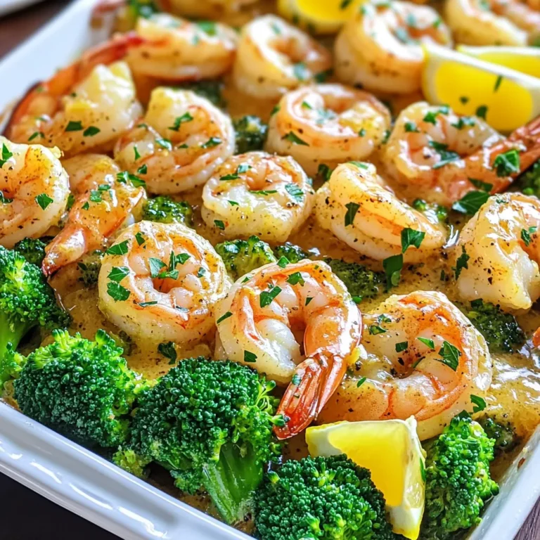 - 1 pound large shrimp, peeled and deveined - 4 cups broccoli florets - 1/4 cup unsalted butter, melted - 3 tablespoons fresh lemon juice - 2 teaspoons garlic powder - 1 teaspoon paprika - 1 teaspoon salt - 1/2 teaspoon black pepper - 1 teaspoon red pepper flakes (optional for heat) - 1 tablespoon fresh parsley, chopped (for garnish) - Lemon wedges (for serving) Gathering these ingredients is the first step to making this dish. The large shrimp give a sweet and tender bite. Fresh broccoli florets add a nice crunch and bright color. The unsalted butter creates a rich base, enhancing all the flavors. The seasonings are key. Fresh lemon juice adds a zesty kick. Garlic powder gives depth, while paprika brings warmth. A touch of salt and black pepper balances the flavors. If you like spice, add red pepper flakes for some heat. For garnish, fresh parsley adds color and a hint of earthiness. Lemon wedges serve as a bright, tangy finish. Together, these ingredients create a dish that’s easy yet full of flavor. 1. Preheat the oven: Set your oven to 400°F (200°C). This high heat helps cook the shrimp and broccoli quickly. 2. Prepare the baking sheet: Line a large baking sheet with parchment paper. This will keep the shrimp and broccoli from sticking and make cleanup easy. 1. Whisk butter and seasonings: In a large bowl, combine 1/4 cup melted unsalted butter with 3 tablespoons fresh lemon juice. Add 2 teaspoons garlic powder, 1 teaspoon paprika, 1 teaspoon salt, 1/2 teaspoon black pepper, and optional red pepper flakes. Whisk until mixed well. 2. Coat the shrimp and broccoli: Add 1 pound of peeled and deveined shrimp to the bowl. Toss them well to coat with the lemon butter mixture. In another bowl, toss 4 cups of broccoli florets with some of the remaining butter mix until they are well coated. 1. Arrange on the baking sheet: Spread the coated shrimp and broccoli in a single layer on the prepared baking sheet. Make sure they have space to cook evenly. 2. Baking time and temperature: Place the baking sheet in the oven. Bake for about 12 to 15 minutes. The shrimp should turn pink and opaque, and the broccoli should be tender and bright green. 3. Garnishing before serving: Once done, take the baking sheet out of the oven. Sprinkle chopped fresh parsley on top for a nice finish. Serve with lemon wedges for extra zing. To cook shrimp just right, look for a pink color. When they turn opaque, they are done. Perfect shrimp should be firm yet tender. Avoid overcooking; it makes them rubbery. Cook them for about 12 to 15 minutes. Keep an eye on their color change. If they curl tightly, they may be overdone. To keep broccoli bright and green, do not overcook it. Aim for a tender texture while it stays vibrant. Start by choosing fresh broccoli. Look for firm florets and bright green color. Avoid any yellowing or wilted leaves. Fresh broccoli adds a nice crunch and flavor. To make the dish even tastier, you can add more seasonings. Consider using lemon zest for extra citrus flavor. A pinch of onion powder can add depth. Fresh herbs like thyme or dill can also enhance taste. Toss in these extras with the shrimp and broccoli before baking. They add a fun twist to the classic flavor profile. {{image_2}} You can add many other veggies to this dish. Carrots, bell peppers, and snap peas work well. They add color and crunch. Each vegetable brings its own taste and nutrients. When you add more veggies, think about their cooking times. For example, bell peppers cook faster than broccoli. Make sure everything is tender when done. If you want to change the shrimp, chicken or tofu are great options. Chicken breast should be cut into small pieces. Tofu should be firm and pressed to remove extra water. Adjust the cooking times based on what you choose. Chicken takes longer, about 20 minutes. Tofu cooks at the same time as shrimp, so keep an eye on it. You can spice things up with different seasonings. Add cayenne pepper for heat or lemon zest for a citrus kick. Other citrus fruits like lime or orange can change the flavor too. Just squeeze their juice in the mix. They add a fun twist to the dish while still keeping it fresh and bright. After you enjoy your Lemon Butter Shrimp & Broccoli, cool any leftovers. Place them in an airtight container. Store them in the fridge for up to three days. Make sure to separate the shrimp from the broccoli to keep both fresh. This method helps maintain their texture and taste. To reheat, use a microwave or an oven. If using a microwave, place the shrimp and broccoli on a microwave-safe plate. Heat for 30 seconds at a time. Check often to avoid overcooking. For the oven, preheat to 350°F (175°C). Place the leftovers on a baking sheet for about 10 minutes. This keeps the shrimp tender and the broccoli crisp. If you want to save some for later, freeze the leftovers. Place them in a freezer-safe container. Squeeze out any air before sealing. You can freeze them for up to three months. When ready to eat, thaw in the fridge overnight. For a quicker option, use the microwave's defrost setting. This helps you enjoy your meal without losing flavor or texture. It takes about 25 minutes to make Lemon Butter Shrimp & Broccoli. You need 10 minutes for prep and 12-15 minutes for cooking. This quick dish is perfect for busy nights. Yes, you can use frozen shrimp! Just thaw them first. Place shrimp in a bowl of cold water for about 15-20 minutes. Drain them well before mixing with the lemon butter. This works well and saves time. This dish pairs great with rice or quinoa for a filling meal. You can also serve it with a fresh green salad for a light touch. For drinks, try a crisp white wine or sparkling water with lemon. These choices balance the rich lemon butter flavor perfectly. This blog post covers a delicious recipe for Lemon Butter Shrimp and Broccoli. We explored the main ingredients like shrimp, broccoli, and butter. I shared tips for cooking shrimp and keeping broccoli bright. We also discussed variations to customize flavors and suggested storage and reheating methods. Overall, this dish is easy to make and packed with flavor. Enjoy experimenting and creating your perfect version of this meal!