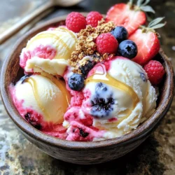 To make Cottage Cheese Berry Ice Cream Protein, gather these items: - 2 cups cottage cheese - 1 cup mixed berries (strawberries, blueberries, raspberries) - 1/4 cup honey or maple syrup - 1 teaspoon vanilla extract - 1 tablespoon lemon juice - A pinch of salt These ingredients create a creamy and fruity delight. The cottage cheese adds protein and creaminess. Mixed berries provide natural sweetness and a burst of flavor. Honey or maple syrup enhances the taste without being too sweet. Vanilla extract adds depth, while lemon juice brightens the mix. You can elevate your ice cream with these fun toppings: - Fresh berries - Granola - Nuts Fresh berries add color and extra flavor. Granola gives a nice crunch, while nuts add a satisfying bite. Feel free to mix and match these toppings for your favorite combo. This ice cream is not just tasty; it’s also good for you. Here’s a quick look at the nutrition per serving: - Calories: Approximately 180 - Protein: 16 grams - Carbohydrates: 25 grams - Sugars: 12 grams - Fat: 2 grams The high protein content comes from cottage cheese. This treat is lower in fat than many ice creams. Enjoying this delicious dessert can fit well into a balanced diet. Start by gathering your ingredients. You will need: - 2 cups cottage cheese - 1 cup mixed berries (strawberries, blueberries, raspberries) - 1/4 cup honey or maple syrup - 1 teaspoon vanilla extract - 1 tablespoon lemon juice - A pinch of salt Next, add the cottage cheese and mixed berries to a blender. Pour in the honey or maple syrup, vanilla extract, lemon juice, and salt. Blend at high speed until the mixture is smooth. This should look like soft serve ice cream. If needed, scrape the sides to ensure everything mixes well. Taste the blend and add more honey or maple syrup if you want it sweeter. Pour the blended mix into an airtight container. Place the container in the freezer. Let it freeze for about 1 to 2 hours. To create a creamy texture, stir it every 30 minutes for the first hour. This step helps break up ice crystals. Once the ice cream is firm, it’s time to serve! Scoop the ice cream into bowls or cones. You can add some fun toppings, like fresh berries, granola, or nuts. These toppings will give your ice cream a nice crunch and extra flavor. Enjoy your Cottage Cheese Berry Ice Cream Protein Delight! To get a smooth and creamy texture, blend the cottage cheese and berries well. The mixture should feel like soft serve ice cream. If it’s too thick, add a splash of milk or water. Stir the mix every 30 minutes while it freezes. This helps break up any ice crystals. Taste your mix before freezing. If it needs more sweetness, add honey or maple syrup. Start with a little, then blend again. You can use more or less, depending on your taste. Remember, the sweetness can change after freezing. Store your ice cream in an airtight container. This keeps it fresh and prevents ice from forming. If you plan to keep it longer, wrap it in plastic wrap before sealing. When ready to eat, let it sit out for a few minutes. This makes scooping easier. Enjoy your tasty treat! {{image_2}} You can switch up the berries in this ice cream. Use any berry you love. Strawberries, blueberries, and raspberries work well. You can mix them or use just one type. Blackberries add a nice twist, too. Their bold flavor gives a great taste. If you want a sweeter ice cream, go for sweeter berries like strawberries. For a tart kick, try raspberries. Each berry brings its own fun flavor and color. Want to try new flavors? Add-ins can change your ice cream game. Consider adding a spoonful of cocoa powder for a chocolate twist. You can also stir in some nut butter, like almond or peanut. This adds creaminess and a nutty taste. Want a tropical vibe? Try adding some mashed banana or a splash of coconut milk. It makes the ice cream rich and smooth. Think about adding spices, too. A sprinkle of cinnamon or nutmeg can make it special. If you want a dairy-free version, you have options. Swap cottage cheese for a dairy-free yogurt. Almond or coconut yogurt works well. You can also use silken tofu for a protein boost. Blend it just like the cottage cheese. If you like a creamier texture, add a bit of coconut cream. It gives a rich feel and a nice taste. Just make sure to adjust the sweetener if you use plain yogurt. Protein is key for our bodies. It helps build and repair muscles. It keeps you full longer, which helps with weight control. You need protein for energy and good health. Cottage cheese is a great source. It gives you protein without a lot of fat. That’s why I love using it in this ice cream recipe! Cottage cheese is packed with nutrients. It is rich in calcium, which is great for bones. One cup has about 25 grams of protein! It also contains B vitamins that help with energy. The low calories make it a smart choice for desserts. Plus, it is gluten-free, which helps those with gluten issues. Berries bring a burst of flavor and health. They are low in calories and high in fiber. Strawberries, blueberries, and raspberries are all full of vitamins. They have antioxidants that help protect your body from damage. Berries can even help improve heart health. Adding them to your ice cream makes it tasty and nutritious! Yes, you can use frozen berries in this recipe. They blend well and still taste great. Just add them directly to your blender. If you use frozen berries, you might need to blend a bit longer. This helps ensure a smooth texture. This ice cream can last about one to two weeks in the freezer. Store it in an airtight container to keep it fresh. Over time, ice crystals may form, changing its texture. To enjoy the best taste, try to eat it within a week. Yes, you can make this ice cream without honey or maple syrup. Instead, try using a sugar substitute like stevia. You can also add ripe bananas for natural sweetness. Adjust the amount based on your taste to keep it delicious. This post showed how to make simple and tasty ice cream. We covered key ingredients, step-by-step methods, and helpful tips. You learned how to blend flavors and store your ice cream properly. Remember, you can change the recipe with different berries or sweeteners. This dessert is not just delicious; it also offers health benefits. Enjoy making it your way while getting the nutrients you need. Now, go create your flavor masterpiece!