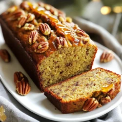 For this Maple Pecan Banana Bread, you need some key ingredients. They bring flavor and moisture. - 3 ripe bananas, mashed - 1/2 cup maple syrup - 1/4 cup olive oil or melted coconut oil - 2 large eggs - 1 teaspoon vanilla extract - 1 cup all-purpose flour - 1/2 cup whole wheat flour - 1 teaspoon baking soda - 1/2 teaspoon baking powder - 1/2 teaspoon salt - 1 teaspoon cinnamon - 1/2 cup chopped pecans These ingredients work together to create a soft and tasty loaf. The ripe bananas add natural sweetness. The maple syrup enhances the flavor, and the pecans add crunch. It is important to measure your ingredients correctly. This ensures your bread turns out just right. - Bananas: Use three ripe bananas. Ripe bananas are key for sweetness and moisture. - Maple syrup: Measure out 1/2 cup. This adds the unique maple flavor. - Olive oil: Use 1/4 cup. It keeps the bread moist and tender. - Eggs: You need two large eggs. They act as a binder and add richness. - Vanilla extract: One teaspoon will give a nice aroma. - All-purpose flour: Measure one cup. It provides structure. - Whole wheat flour: Use 1/2 cup. This adds a nutty taste and fiber. - Baking soda: One teaspoon helps the bread rise. - Baking powder: Half a teaspoon gives extra lift. - Salt: Use 1/2 teaspoon for balance. - Cinnamon: One teaspoon adds warmth and spice. - Chopped pecans: 1/2 cup for crunch and flavor. To make this bread even more special, you can add in some extras. Here are a few ideas: - 1/4 cup chocolate chips: These add sweetness and richness. - Dried cranberries: Their tartness pairs well with the sweetness of bananas. Feel free to mix and match these add-ins. They can turn a simple banana bread into a delightful treat. First, you need to preheat your oven to 350°F (175°C). This helps the banana bread bake evenly. Next, grease a 9x5-inch loaf pan with oil or butter. This step stops the bread from sticking. In a large bowl, mash the three ripe bananas until smooth. Add 1/2 cup of maple syrup, 1/4 cup of olive oil, and two large eggs. Pour in 1 teaspoon of vanilla extract. Whisk everything together until it is well mixed. Take another bowl and combine 1 cup of all-purpose flour, 1/2 cup of whole wheat flour, 1 teaspoon of baking soda, 1/2 teaspoon of baking powder, 1/2 teaspoon of salt, and 1 teaspoon of cinnamon. Whisk these dry ingredients together to mix them well. Now, slowly add the dry mix into the wet mixture. Stir gently until they combine. Be careful not to overmix! Next, fold in 1/2 cup of chopped pecans. If you want, add 1/4 cup of chocolate chips or dried cranberries for more flavor. Pour the batter into your greased loaf pan. Use a spatula to smooth the top. Place the pan in your preheated oven. Bake for 50-60 minutes. Check if it is done by inserting a toothpick. It should come out clean. After baking, let the bread cool in the pan for 10 minutes. Then, transfer it to a wire rack to cool completely. For serving, slice the bread and drizzle some maple syrup on top. Add whole pecans for a nice touch. Enjoy it warm or toasted with cream cheese! To make your banana bread soft and moist, use very ripe bananas. The riper the bananas, the sweeter your bread will taste. Mash them well for a smooth mix. When combining your wet and dry ingredients, mix gently. Overmixing can make the bread tough. Aim for a lumpy batter; it’s fine. Letting the batter sit for a few minutes before baking can also help. This allows the flour to absorb moisture. You can add many fun flavors to this recipe. For a chocolate twist, fold in 1/4 cup of chocolate chips. You can also use dried cranberries for a sweet and tart bite. Try adding spices like nutmeg or ginger for warmth. If you like coconut, use melted coconut oil and add shredded coconut. Each change makes the bread unique and delightful. One common mistake is using unripe bananas. They don’t provide enough sweetness or moisture. Also, be careful with baking time. If you bake too long, the bread can dry out. Always check with a toothpick inserted in the middle. If it comes out clean, your bread is done. Lastly, don’t forget to let it cool. Cutting it too early can cause it to crumble. {{image_2}} You can make this banana bread gluten-free. Just swap all-purpose flour with a gluten-free flour blend. Look for blends that have xanthan gum. This helps mimic the texture of regular flour. Use the same amount as the recipe calls for. Your bread will still be moist and tasty! To make this recipe vegan, replace the eggs with flax eggs. Mix 1 tablespoon of ground flaxseed with 2.5 tablespoons of water. Let it sit for a few minutes until it thickens. You can also use a plant-based oil instead of olive oil. Maple syrup is already vegan, so you’re good there! Try adding different flavors to your banana bread. Chocolate chips give a sweet touch. Dried cranberries add a fruity zing. Walnuts or pecans add crunch and a nutty flavor. Cinnamon is a classic spice that enhances the bread's taste. For a twist, add a pinch of nutmeg or some orange zest. To keep your maple pecan banana bread fresh, store it in an airtight container. Place it in a cool, dry spot. You can also wrap it tightly in plastic wrap. This will keep the bread moist. It lasts up to three days at room temperature. If you want it to last longer, refrigeration is an option. However, it may dry out a bit. If you want to freeze your banana bread, first let it cool completely. Wrap it well in plastic wrap. Then, place it in a freezer bag. This helps prevent freezer burn. Your banana bread will stay good for about three months this way. When ready to eat, thaw it in the fridge overnight or on the counter for a few hours. To revive leftover banana bread, you can toast it lightly. This brings back some of its original warmth and flavor. You can also microwave a slice for about 10-15 seconds. Be careful not to overheat it, or it may get tough. Adding a pat of butter or a drizzle of maple syrup enhances the taste, making it feel fresh again. To make your banana bread more moist, use very ripe bananas. The riper the bananas, the sweeter and softer they are. You can also add a bit more maple syrup or oil. This will help add moisture. Mixing the wet ingredients well is key. Don't overmix after adding the dry ingredients. Just stir until they blend. Yes, you can substitute maple syrup. Honey or agave syrup works well too. If you prefer, you can use brown sugar. Just mix it with a little water to make it flow better. Keep in mind that each option may change the flavor a bit. You can use several things instead of eggs. Mashed bananas are a great choice. You can use 1/4 cup of mashed banana per egg. Applesauce works too; use 1/4 cup for each egg. Flaxseed meal is another option. Mix 1 tablespoon of flaxseed with 2.5 tablespoons of water. Let it sit for a few minutes before adding. Check your banana bread with a toothpick. Insert it into the center of the loaf. If it comes out clean, the bread is done. If it has wet batter on it, bake for a few more minutes. The bread should also look golden brown on top. This blog covered all you need to know about making banana bread. We discussed key ingredients, measurements, and optional add-ins for great flavor. The step-by-step instructions guide you from prep to baking. Tips and tricks helped perfect the texture and avoid mistakes. Plus, we shared gluten-free, vegan options and storage tips. Now you can make banana bread with confidence. Enjoy experimenting with flavors, and happy baking!