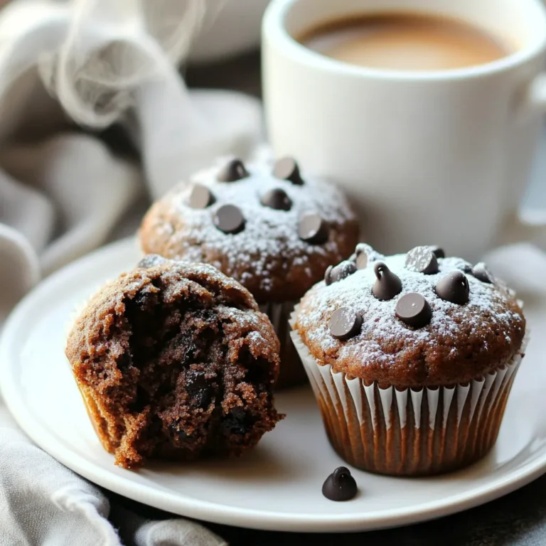 To make mocha chip muffins, gather these simple ingredients: - 2 cups all-purpose flour - 1 cup granulated sugar - 1/2 cup unsweetened cocoa powder - 1 tablespoon baking powder - 1/2 teaspoon baking soda - 1/4 teaspoon salt - 1 cup brewed coffee, cooled - 1/2 cup whole milk - 1/3 cup vegetable oil - 2 large eggs - 1 teaspoon vanilla extract - 1 cup chocolate chips (dark or semi-sweet) - 1/2 cup chopped walnuts (optional) For that soft, bakery-style texture, use these tips: - Choose high-quality all-purpose flour for better structure. - Use unsweetened cocoa powder for rich chocolate flavor. - Fresh baking powder ensures a nice rise. - Whole milk adds creaminess to the muffins. - Dark chocolate chips deepen the chocolate taste. You can mix in these fun options to change things up: - Add 1/2 cup of chopped walnuts for crunch. - Swap in milk chocolate chips for a sweeter flavor. - Use flavored coffee for a unique twist. - Try adding a pinch of cinnamon for warmth. - Experiment with different nuts like pecans or almonds. Each of these choices can lead to a delicious muffin, perfect for any occasion! Start by preheating your oven to 375°F (190°C). This temperature helps the muffins rise well. Next, line a muffin tin with paper liners. This makes it easy to take the muffins out later. In a large mixing bowl, add 2 cups of all-purpose flour, 1 cup of granulated sugar, and 1/2 cup of unsweetened cocoa powder. Next, add 1 tablespoon of baking powder, 1/2 teaspoon of baking soda, and 1/4 teaspoon of salt. Use a whisk to mix everything together until it’s all combined. This step is key for even flavor. In another bowl, mix together 1 cup of brewed coffee (cooled), 1/2 cup of whole milk, and 1/3 cup of vegetable oil. Then, crack in 2 large eggs and add 1 teaspoon of vanilla extract. Stir until the mixture is smooth. This blend adds moisture and flavor to your muffins. Now, pour the wet mixture into the bowl of dry ingredients. Use a spatula to gently stir them together. Mix until just combined, but don’t over-mix. Over-mixing can make the muffins tough, and we want them soft. Using a scoop or a spoon, fill each muffin liner about 3/4 full with the batter. This helps the muffins rise nicely without spilling over. If you want, gently fold in 1 cup of chocolate chips and 1/2 cup of chopped walnuts at this stage. Place the muffin tin in the oven and bake for 18-20 minutes. Check for doneness by inserting a toothpick into the center of a muffin. If it comes out clean, they are ready. Let the muffins cool in the pan for 5 minutes before moving them to a wire rack. Enjoy your tasty mocha chip muffins! To make your muffins just like the bakery, focus on the batter. Use fresh ingredients. Use the right oven temp. Preheat your oven to 375°F (190°C). This temp helps the muffins rise high. Fill muffin liners 3/4 full for the best height. Lastly, bake until a toothpick comes out clean. Over-mixing ruins the texture. Mix until the dry and wet ingredients just blend. A few lumps are fine. Gently fold in chocolate chips to keep the muffins light. This helps them stay fluffy and soft. Remember, a little care makes a big difference! Let your muffins cool in the pan for five minutes first. Then, move them to a wire rack. This helps them cool evenly. Store them in an airtight container at room temp. They stay fresh for up to three days. For longer storage, freeze them. Just thaw before enjoying! {{image_2}} You can switch up the flavors in your mocha chip muffins. Try using different types of flour like whole wheat or almond flour. These change the taste and texture. You can also add different spices, like cinnamon or nutmeg, for warmth. For a fruity twist, add mashed bananas or blueberries. These alternatives make the muffins unique and tasty. If you want a vegan version, replace the eggs with flaxseed meal. Mix 1 tablespoon of flaxseed with 2.5 tablespoons of water. Let it sit for a few minutes before adding it to your mix. For the milk, use almond milk or coconut milk instead of whole milk. You can also swap vegetable oil for melted coconut oil. These changes keep the muffins moist and delicious without dairy. To make your muffins even better, think about add-ins. You could add nuts like pecans or almonds for crunch. Dried fruit, such as cranberries or apricots, adds a nice chew. For toppings, consider sprinkling some coarse sugar on top before baking. This gives a sweet crust. You can also drizzle chocolate or caramel sauce after baking for extra flair. With these add-ins and toppings, your muffins will impress everyone! To keep your mocha chip muffins fresh, first let them cool completely. Place them in an airtight container. You can store them at room temperature for up to three days. If you want them to last longer, consider refrigerating them. Just remember, refrigeration can change their texture a bit. Freezing is a great way to save your muffins for later. Wrap each muffin tightly in plastic wrap. Then, place them in a freezer-safe bag or container. You can freeze them for up to three months. When you’re ready to eat, just take out what you need. To enjoy your muffins warm, preheat your oven to 350°F (175°C). Place the muffins on a baking sheet and heat for about 10 minutes. If you're in a hurry, you can also use the microwave. Heat each muffin for about 10-15 seconds. Enjoy them warm for the best flavor! To boost the chocolate flavor, you can add extra cocoa powder. Use up to 1/4 cup more. You can also increase the amount of chocolate chips to 1 1/2 cups. This will give your muffins a rich, chocolatey bite. If you love dark chocolate, use dark chocolate chips for an even bolder taste. Absolutely! You can use milk chocolate, dark chocolate, or semi-sweet chips. Each type adds a different flavor. If you want a fun twist, try white chocolate chips or even peanut butter chips. Mixing different types can create a unique flavor profile. If you don’t want coffee, use hot water or brewed tea instead. You can also use milk or a milk alternative. Just remember, coffee enhances the chocolate flavor. If you skip it, your muffins may taste a bit less rich. To check if your muffins are done, insert a toothpick into the center. If it comes out clean or with a few crumbs, they are ready. Avoid overbaking, as this can make them dry. Keep an eye on your muffins during the last few minutes of baking. You learned how to make delicious mocha chip muffins with detailed steps and tips. We explored the key ingredients, baking methods, and variations to enhance flavor. Proper storage helps keep your muffins fresh. Remember, practice leads to perfection. By trying different options, you can create your favorite version. I hope you enjoy baking these treats as much as I do! Share your muffin adventures with friends and family for even more fun.