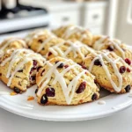 To make tasty cranberry orange scones, you need the following main ingredients: - 2 cups all-purpose flour - 1/2 cup granulated sugar - 1 tablespoon baking powder - 1/4 teaspoon salt - 1/2 cup unsalted butter, cold and cubed - 1/2 cup dried cranberries - Zest of 1 orange - 1/2 cup heavy cream - 1 large egg - 1 teaspoon vanilla extract These ingredients work together to create a light and fluffy scone, bursting with flavor. The glaze adds a sweet and tangy finish to your scones. For the glaze, you'll need: - 1 cup powdered sugar - 2 tablespoons fresh orange juice - 1 teaspoon orange zest This glaze is simple to whip up and enhances the orange flavor. You can customize your scones with a few easy swaps or boosts: - Flour: Use whole wheat flour for a healthier option. - Sweetener: Substitute brown sugar for a richer taste. - Add-ins: Try adding chopped nuts or white chocolate chips. These changes can help fit your taste or dietary needs while keeping the scone's charm. Enjoy experimenting! Start by preheating your oven to 400°F (200°C). This heat helps the scones rise nicely. Next, take a baking sheet and line it with parchment paper. This step keeps the scones from sticking and makes cleanup easy. In a large bowl, add 2 cups of all-purpose flour. Then, add 1/2 cup of granulated sugar, 1 tablespoon of baking powder, and 1/4 teaspoon of salt. Whisk these dry ingredients together until well combined. This mix gives the scones their structure and flavor. Now, take 1/2 cup of cold, cubed unsalted butter and add it to the flour mixture. Use a pastry cutter or your fingertips to work the butter into the flour. You want the mix to look like coarse crumbs. After that, stir in 1/2 cup of dried cranberries and the zest of 1 orange. This will add a burst of flavor to each bite. In another bowl, whisk together 1/2 cup of heavy cream, 1 large egg, and 1 teaspoon of vanilla extract. Pour this wet mix into the dry ingredients. Mix gently until just combined. Be careful not to overmix. Overmixing can make the scones tough. Turn the dough onto a lightly floured surface. Shape it into a disc about 1 inch thick. Use a sharp knife to cut the disc into 8 wedges. Transfer these wedges to your prepared baking sheet, leaving space between each one. Bake the scones in your preheated oven for 15-18 minutes. They are ready when they turn lightly golden on the edges. Keep an eye on them to avoid burning. While the scones bake, make the glaze. In a small bowl, whisk together 1 cup of powdered sugar, 2 tablespoons of fresh orange juice, and 1 teaspoon of orange zest until smooth. This glaze adds a sweet and zesty finish to your scones. Once the scones cool for about 10 minutes, drizzle the glaze over the top. Enjoy your tasty treat! To get that perfect scone texture, keep your butter cold. Cold butter helps create flaky layers. When mixing it into the flour, use a pastry cutter or your fingers. Stop when the mixture looks like coarse crumbs. Overmixing can lead to tough scones, so mix just until combined. Also, don’t forget to add in the dried cranberries and orange zest evenly. When you mix the dough, do it gently. Use a spatula or your hands to combine the wet and dry ingredients. If you see dry flour, it’s okay. Just mix until you can’t see it anymore. Remember, it’s better to have some lumps than to overwork the dough. This keeps your scones light and airy. For a smooth glaze, whisk the powdered sugar with fresh orange juice and zest. Make sure there are no lumps. Once your scones cool for about ten minutes, drizzle the glaze over them. To get an even coating, start from the center and move outward. You can also use a spoon or a squeeze bottle for more control. Enjoy the bright flavor it adds! {{image_2}} You can change up the scones by adding different mix-ins. Try using nuts like walnuts or pecans for a crunchy texture. Chocolate chips are also a great choice. They add a sweet touch that pairs well with tart cranberries. You can even mix in white chocolate chips for a creamy contrast. Feel free to get creative with dried fruits, too, like cherries or blueberries. The glaze can also be varied to match your taste. Instead of orange, use lemon juice for a bright twist. Lime juice adds a zesty kick, perfect for summer. You can mix in some almond extract for a unique flavor. Just remember to adjust the sweetness of the glaze to keep it balanced. If you need gluten-free scones, replace all-purpose flour with a gluten-free blend. Check that the blend has a binding agent like xanthan gum. For a dairy-free option, swap out butter for coconut oil or a plant-based butter. Use almond milk in place of heavy cream for a smooth dough. These adjustments keep the scones tasty while meeting your dietary needs. After baking, let the scones cool completely. Place them in an airtight container. This helps keep them fresh. You can store them at room temperature for up to two days. If you want to keep them longer, use the fridge. They will stay good for about a week in the fridge. To enjoy your scones warm, preheat your oven to 350°F (175°C). Place the scones on a baking sheet. Heat them for about 5-10 minutes. This will restore their soft texture. You can also microwave them for 15-20 seconds. Just be careful not to overheat, or they might get tough. Freezing is a great way to save scones. After cooling, wrap each scone tightly in plastic wrap. Put them in a freezer bag to avoid freezer burn. You can freeze scones for up to three months. When ready to eat, thaw them in the fridge overnight. Then, reheat them as mentioned above. This keeps them tasty and fresh. Yes, you can use fresh cranberries. They will make your scones more tart. To balance this, add a bit more sugar to the dough. Fresh cranberries also add moisture, so check the baking time. The scones are done when they turn lightly golden on the edges. You can also check for a firm touch. If they spring back when pressed gently, they are ready to come out. Cranberry orange scones pair well with butter, clotted cream, or jam. You can also serve them with a cup of tea or coffee. The citrus flavor works well with a hot drink. Scones last about 2 days at room temperature. Store them in an airtight container. They may dry out if left uncovered, so keep them well sealed. Yes, you can make the dough ahead of time. Wrap it in plastic wrap and chill it in the fridge. Use it within 24 hours for the best texture and flavor. We covered how to make delicious scones with an orange glaze. You learned the key ingredients and step-by-step instructions for perfect scones. I shared tips for texture and glazing. You explored tasty variations and proper storage methods. Remember, baking is about fun and creativity. Don't hesitate to try new mixes or flavors. Enjoy your baking journey and share your tasty scones with friends and family!