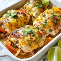 - 4 boneless, skinless chicken breasts - 1 cup bell peppers (mixed colors), sliced - 1 small onion, sliced - 1 cup shredded cheese (cheddar or Monterey Jack) - 1 tablespoon fajita seasoning mix - 2 tablespoons olive oil - Salt and pepper to taste - Fresh cilantro, chopped (for garnish) - Lime wedges (for serving) When making fajita stuffed chicken, fresh ingredients really matter. I love to use vibrant bell peppers. Their colors add fun to the dish. You can use red, yellow, or green peppers. Each brings its own taste. Onions add sweetness. Sauté them until they are soft. This makes the filling even better. Use a mix of cheeses for richness. Cheddar has a sharp flavor. Monterey Jack melts nicely. You can pick one or mix both for the best bite. Fajita seasoning gives that classic taste. You can find it in stores or make your own. Olive oil helps to cook the veggies and keep the chicken juicy. Don’t forget salt and pepper. They enhance all the flavors. For a pretty touch, cilantro adds color on top. Lime wedges add a zing when you squeeze them over the chicken. These ingredients come together to create a tasty meal. Each bite bursts with flavor, making it a hit for any dinner. {{ingredient_image_1}} 1. Preheating the oven: Start by preheating your oven to 375°F (190°C). This step is key to ensuring your chicken cooks evenly. 2. Cooking the vegetables: In a skillet, heat 1 tablespoon of olive oil over medium-high heat. Add the sliced bell peppers and onion. Stir them for about 5-7 minutes until they are tender and slightly caramelized. Mix in the fajita seasoning and cook for another 1-2 minutes. Remove from heat and let cool a bit. 3. Creating pockets in chicken breasts: Take each boneless, skinless chicken breast and use a sharp knife. Carefully slice a pocket in each one. Make sure not to cut all the way through; you want to keep the filling inside. 4. Seasoning the chicken: Season the chicken breasts with salt, pepper, and the remaining tablespoon of olive oil. This adds flavor and moisture. 5. Stuffing the chicken breasts: Take your sautéed peppers and onions and fill each chicken pocket. Add a generous amount of shredded cheese on top. If needed, use toothpicks to close the openings. 6. Baking instructions and time: Place the stuffed chicken breasts in a baking dish. If you like, sprinkle some extra fajita seasoning on top for more flavor. Bake in the oven for 25-30 minutes. Make sure the internal temperature reaches 165°F (75°C). After baking, let the chicken rest for 5 minutes before slicing. Enjoy your flavorful fajita stuffed chicken! To boost the taste of your fajita stuffed chicken, use plenty of seasoning. Start with fajita seasoning mix, which gives great flavor. You can also add garlic powder or cumin for more depth. When it comes to cheese, cheddar and Monterey Jack work best. They melt nicely and add creaminess. Cook the chicken for 25-30 minutes at 375°F (190°C). This time ensures it cooks through. Use a meat thermometer to check it reaches 165°F (75°C). After cooking, let the chicken rest for 5 minutes. Resting helps the juices settle, making the chicken moist. For cooking, use a baking dish that fits your chicken. A skillet helps sauté the veggies. A sharp knife is key for making pockets in the chicken. Use toothpicks to hold the stuffing in place. Keep these tools handy to make prep easy and fun. Pro Tips Use a Meat Mallet: Gently pound the chicken breasts to an even thickness before stuffing. This ensures even cooking and helps to keep the chicken juicy. Experiment with Fillings: Feel free to substitute the bell peppers and onions with other vegetables or add cooked beans for extra protein and flavor. Resting Time Matters: Allow the chicken to rest for a few minutes after baking. This helps the juices redistribute, making the chicken more tender and flavorful. Cheese Choices: Try different types of cheese for a unique twist. Pepper Jack adds a spicy kick, while Gouda brings a smoky flavor. {{image_2}} - Gluten-free options: Most ingredients are gluten-free. Just check the fajita seasoning. - Dairy-free substitutions: Use dairy-free cheese or skip cheese altogether for a lighter dish. - Different seasoning mixes: Try taco seasoning or a mix of cumin and paprika for a twist. - Additional fillings: Add black beans, corn, or even spinach for extra flavor and nutrition. - Grilling or air frying versions: Grill the chicken for a smoky flavor or use an air fryer for a crispy outside. - Slow cooker alternative: Stuff the chicken and cook it on low for 6-8 hours for tender, juicy results. These variations make the fajita stuffed chicken fun and unique! Feel free to mix and match to find what you love best. After you enjoy fajita stuffed chicken, store any leftovers right away. Let the chicken cool down first. Then, place it in an airtight container. Keep it in the fridge, where it can last for up to 3 days. If you want to save it for longer, freezing works too! Wrap the chicken tightly in plastic wrap or aluminum foil. Put it in a freezer-safe bag. Properly stored, it can stay good for up to 3 months. When you're ready to enjoy leftovers, reheating is key. The best way is to use an oven. Preheat it to 350°F (175°C). Place the chicken in a baking dish. Cover it with foil to keep moisture in. Heat for about 15-20 minutes, or until it’s warm. You can also use the microwave. Just place the chicken on a plate, cover it, and heat in short bursts of 1-2 minutes. Check often to avoid drying it out. Enjoy the great taste again! How do I ensure the chicken is cooked through? Check the internal temperature with a meat thermometer. It should reach 165°F (75°C). This ensures it is safe to eat. Also, let the chicken rest after baking. This helps keep it juicy. Can I use frozen chicken breasts? Yes, you can use frozen chicken breasts. Just make sure to thaw them fully before cooking. This ensures even cooking and helps avoid dry spots. What sides pair well with fajita stuffed chicken? Great sides include rice, beans, or a fresh salad. You can also serve it with tortilla chips and salsa for a fun touch. What to do if the chicken is dry? If your chicken turns out dry, try brining it next time. Soaking in saltwater can help lock in moisture. You can also cook it at a lower temperature for longer. How to prevent stuffing from leaking during cooking? To avoid leaking, make sure to seal the chicken well. Use toothpicks to close the pocket. Also, don’t overstuff the chicken. This keeps everything inside as it cooks. Can I use different vegetables? Absolutely! You can swap bell peppers and onions for zucchini or mushrooms. Just ensure they cook well and add flavor. What are alternatives to fajita seasoning? If you don’t have fajita seasoning, use taco seasoning or a mix of cumin, paprika, and garlic powder. This will still give you a tasty result. You learned how to prepare delicious fajita stuffed chicken. Key ingredients include chicken breasts, fresh veggies, and spices. I shared easy steps for prepping, stuffing, and baking your dish. With tips for flavor, texture, and storage, this meal is perfect for everyone. Consider variations to fit your eating style and try different cooking methods. Enjoy making this tasty dish time and again!