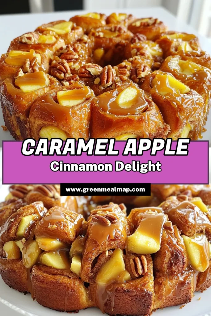Indulge in the deliciously sweet and gooey Caramel Apple Cinnamon Roll Monkey Bread that combines warm cinnamon rolls and juicy apples! This easy recipe is perfect for any gathering and sure to impress your guests. With just a few simple ingredients, you can create a delightful dessert that everyone will love. Click through to explore the full recipe and make this mouthwatering treat today! #CinnamonRolls #MonkeyBread #DessertRecipes #FallBaking