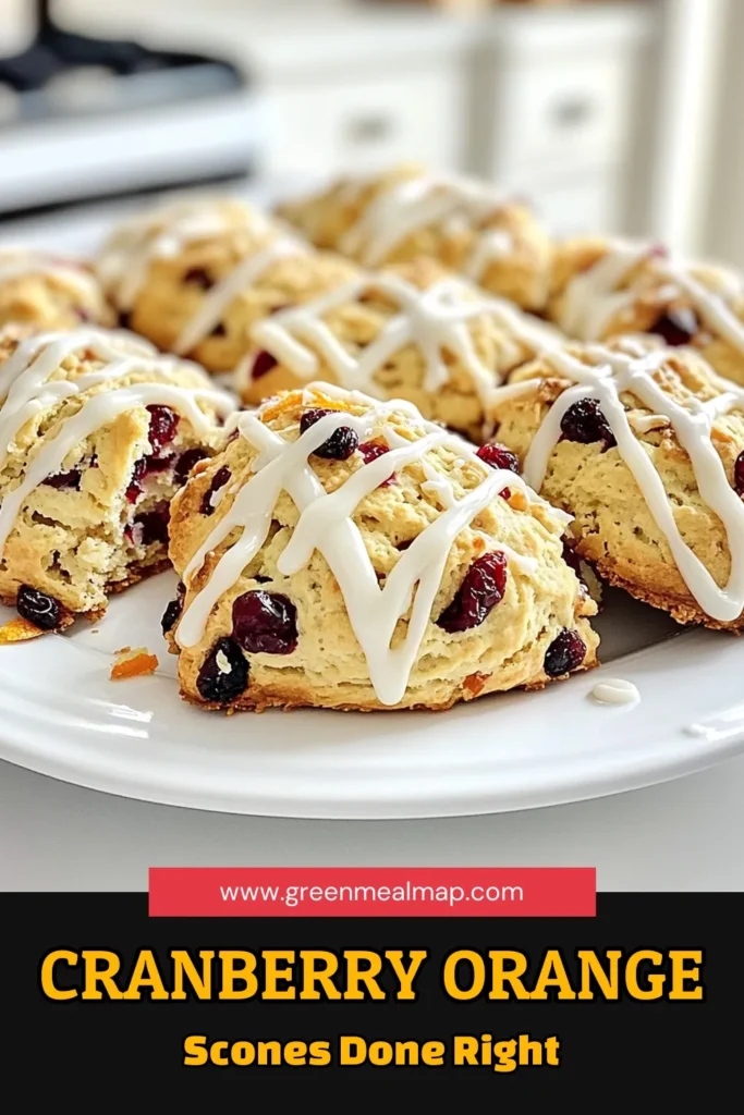 Indulge in the delightful taste of Cranberry Orange Scones with Glaze! These easy-to-make scones are bursting with flavor and perfect for breakfast or tea time. Made with fresh ingredients like dried cranberries and zesty orange, they’re sure to impress. Follow our simple recipe for a delicious treat topped with a sweet glaze. Click through for the full recipe and make your morning extra special! #CranberryOrangeScones #BakingRecipes #SconeRecipe #TeaTimeTreats