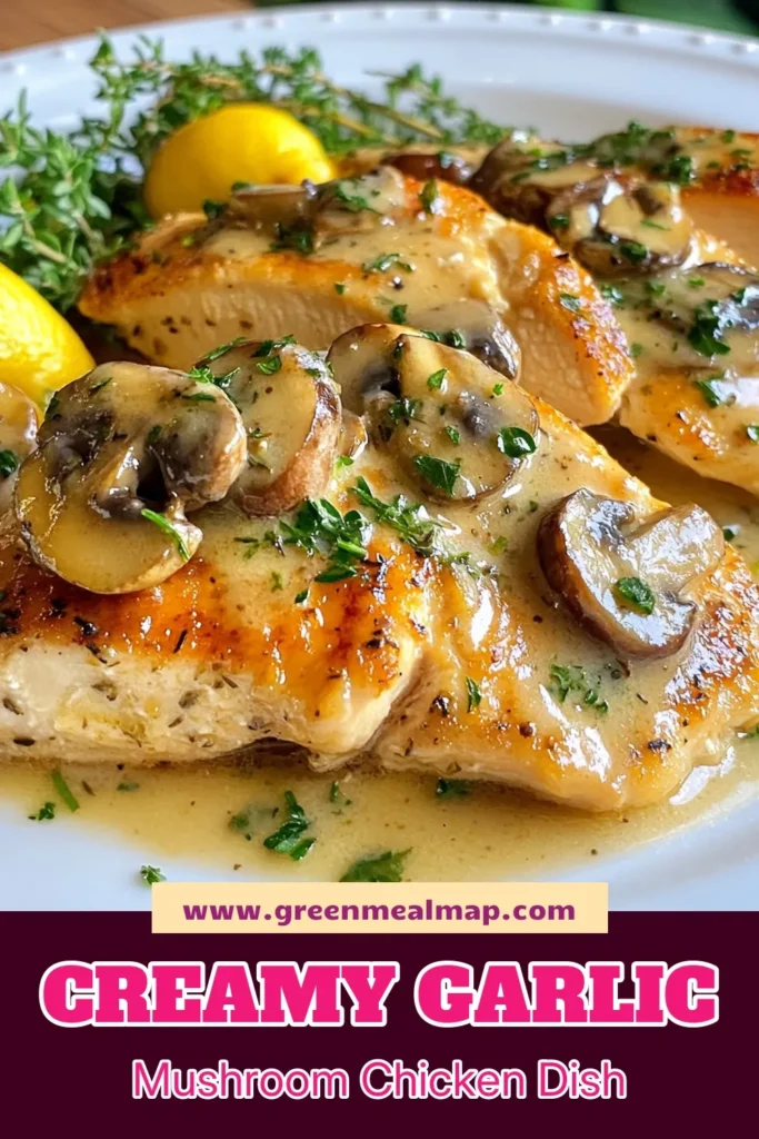 Indulge in this easy Garlic Herb Chicken recipe that transforms your weeknight meals! This creamy mushroom chicken dinner is a quick and flavorful option featuring tender chicken breasts simmered in a luscious garlic and herb sauce. Perfect for busy nights, this dish pairs beautifully with rice or veggies. Save this recipe for a delicious twist on classic chicken breast recipes today! #GarlicHerbChicken #MushroomChickenDinner #EasyRecipes #QuickMeals