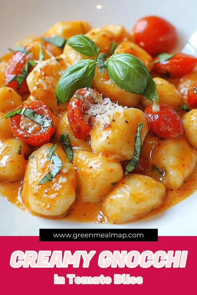 Indulge in this creamy tomato basil gnocchi recipe, perfect for busy weeknights! This easy gnocchi recipe combines homemade creamy gnocchi with a luscious one-pan tomato basil sauce, ready in just 30 minutes. Ideal for quick pasta recipes, it's a delicious way to elevate your dinner game. Save this creamy delight for a tasty meal you'll love! Try it today! #CreamyTomatoBasilGnocchi #EasyGnocchiRecipes #OnePanGnocchi #QuickPastaRecipes