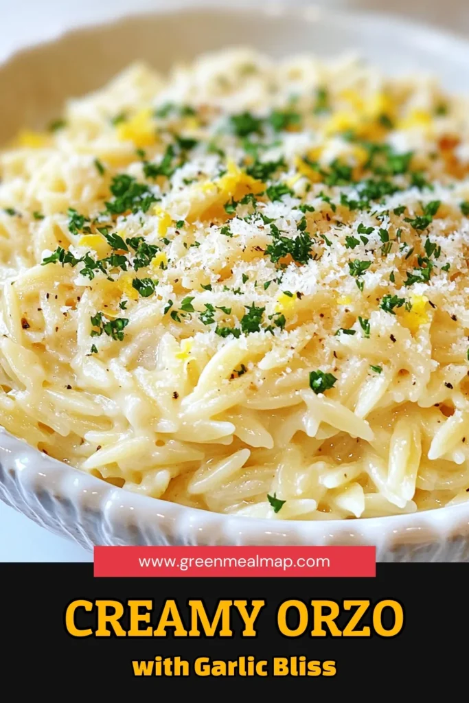 Indulge in this creamy garlic parmesan orzo, a simple and delicious orzo pasta recipe that's sure to impress! In just 25 minutes, you can whip up this easy creamy orzo dish packed with flavor from garlic and parmesan. Perfect as a vegetarian orzo dish, it’s great for weeknight dinners. Don't miss out—save this recipe for later and explore the creamy goodness today! #CreamyGarlicParmesanOrzo #OrzoPastaRecipe #EasyCreamyOrzo #GarlicParmesanPasta