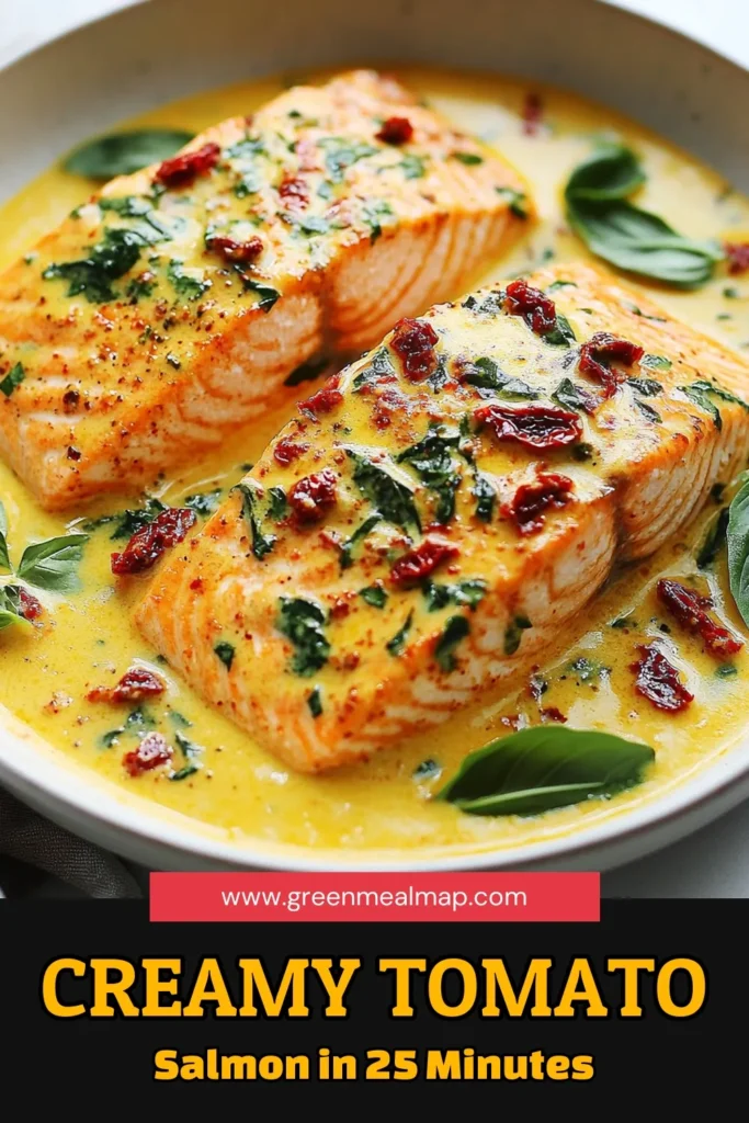 Discover the ultimate creamy sun-dried tomato salmon recipe that's both delicious and healthy! This easy salmon recipe features perfectly seared salmon fillets smothered in a rich skillet salmon with cream sauce, combined with flavorful sun-dried tomatoes and fresh spinach. Perfect for a special dinner or a quick weeknight meal. Try this sun-dried tomato recipe tonight for a crowd-pleasing healthy salmon dinner. Save this recipe for later! #SalmonRecipes #HealthyDinner #EasyRecipes #SunDriedTomatoes