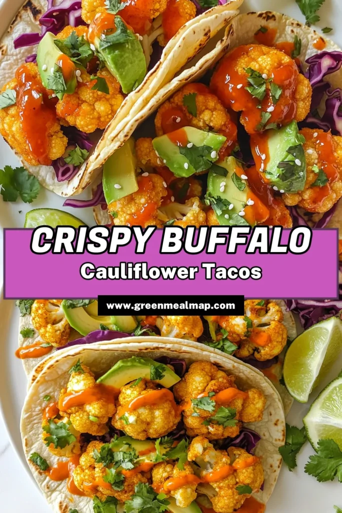 Discover the perfect blend of flavor and health with these Buffalo cauliflower tacos! This vegan taco recipe features crispy cauliflower tossed in spicy buffalo sauce, creating delicious plant-based tacos that everyone will love. It's a quick and healthy taco idea your friends and family will crave. Try this easy recipe today for a tasty twist on taco night! Save for later! #BuffaloCauliflowerTacos #VeganTacoRecipe #CrispyCauliflowerTacos #PlantBasedTacos