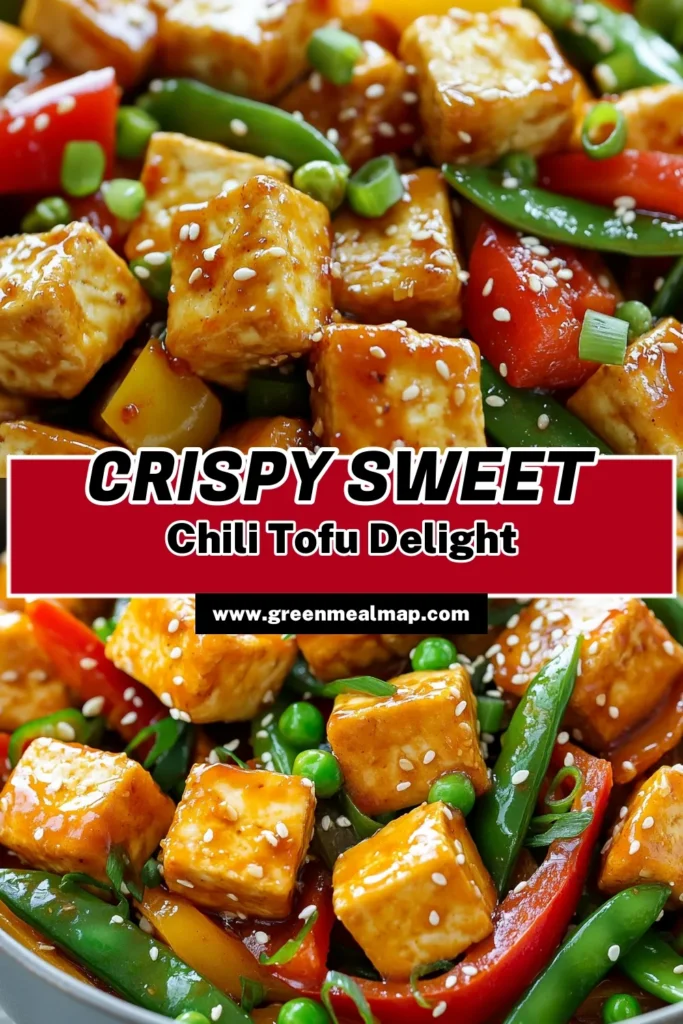 Discover the ultimate Sweet Chili Tofu Stir Fry with this easy vegetarian stir fry recipe! This healthy tofu recipe features crispy tofu coated in a homemade vegan sweet chili sauce, combined with vibrant bell peppers and snap peas. Perfect for a quick weeknight dinner, this sweet chili tofu recipe is sure to impress. Try it today and indulge in delicious flavors! Save this recipe and make it tonight! #SweetChiliTofu #TofuStirFry #HealthyTofuRecipes #VeganCooking