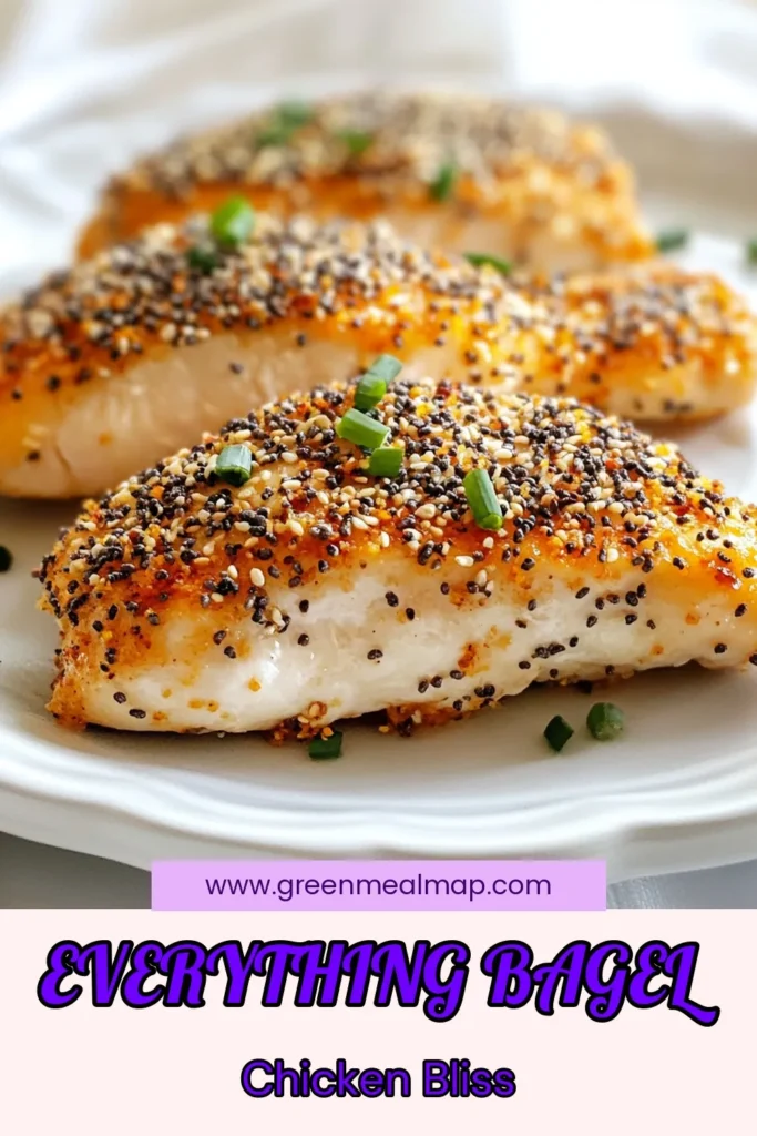 Discover a delicious twist on dinner with this Baked Everything Bagel Chicken recipe! Perfect for weeknight meals, this dish features juicy chicken breasts marinated in a healthy Greek yogurt mixture and coated with everything bagel seasoning. Ideal for meal prep, it's a standout among chicken breast recipes. Try this healthy chicken marinade for a flavorful and easy dinner. Don't forget to save this recipe! #BakedEverythingBagelChicken #HealthyRecipes #ChickenBreastRecipes #MealPrepIdeas