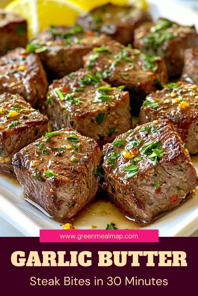 Indulge in these delectable Garlic Butter Steak Bites, a perfect Sirloin Steak recipe for a quick and satisfying meal! This easy steak bites dish features tender sirloin cubes sautéed in rich garlic butter, ready in just 30 minutes. Ideal for weeknight dinners or impressing guests, these flavorful bites will have everyone asking for seconds. Try this fantastic garlic butter recipe today and elevate your dinner game! Save this recipe for quick dinner ideas! #SteakBites #GarlicButter #QuickDinner #EasyRecipes