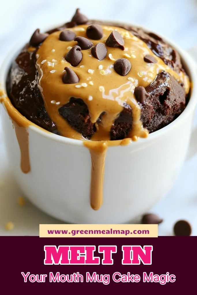 Indulge in the ultimate quick treat with this decadent Chocolate Peanut Butter Mug Cake! This easy chocolate mug cake is a microwave mug cake recipe that's ready in just minutes, perfect for satisfying those sweet cravings. With a rich, fudgy texture and a delicious peanut butter center, it's the ideal single serving mug cake for a quick dessert. Try it today and enjoy your new favorite homemade treat! Save this recipe for later! #MugCake #ChocolateDessert #QuickRecipes #PeanutButterLovers
