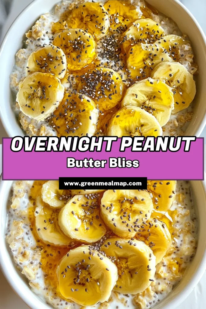 Start your mornings right with these delicious Peanut Butter Banana Overnight Oats! This recipe is perfect for busy days, offering a healthy breakfast packed with nutrients. Made with rolled oats, chia seeds, and creamy peanut butter, it's an easy vegan breakfast that you can prep in just 10 minutes. Customize with your favorite toppings and enjoy a nutritious meal on-the-go. Save this recipe for more healthy breakfast ideas and delicious chia seed oatmeal! #HealthyBreakfast #VeganRecipes #OvernightOats #PeanutButterBanana