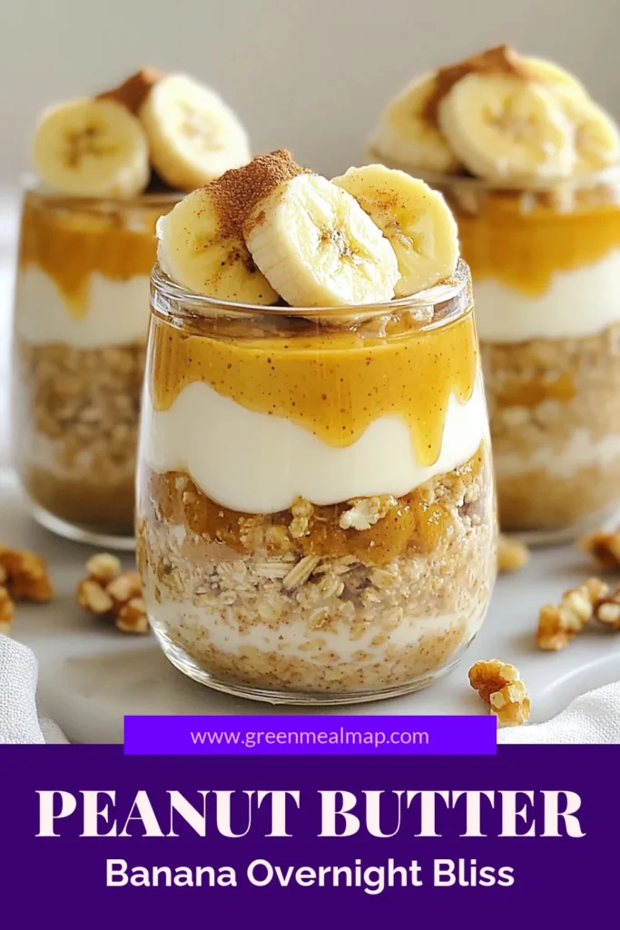 Start your day right with this delicious Peanut Butter Banana Overnight Oats recipe! Packed with nutrients, it’s the perfect healthy overnight oats recipe for busy mornings. Enjoy a quick and easy breakfast idea that’s also vegan. Simply mix rolled oats, almond milk, banana, and creamy peanut butter, then let it chill overnight. Try this nut butter oats recipe today! Save it for later! #HealthyBreakfast #VeganOats #OvernightOats #EasyBreakfastIdeas