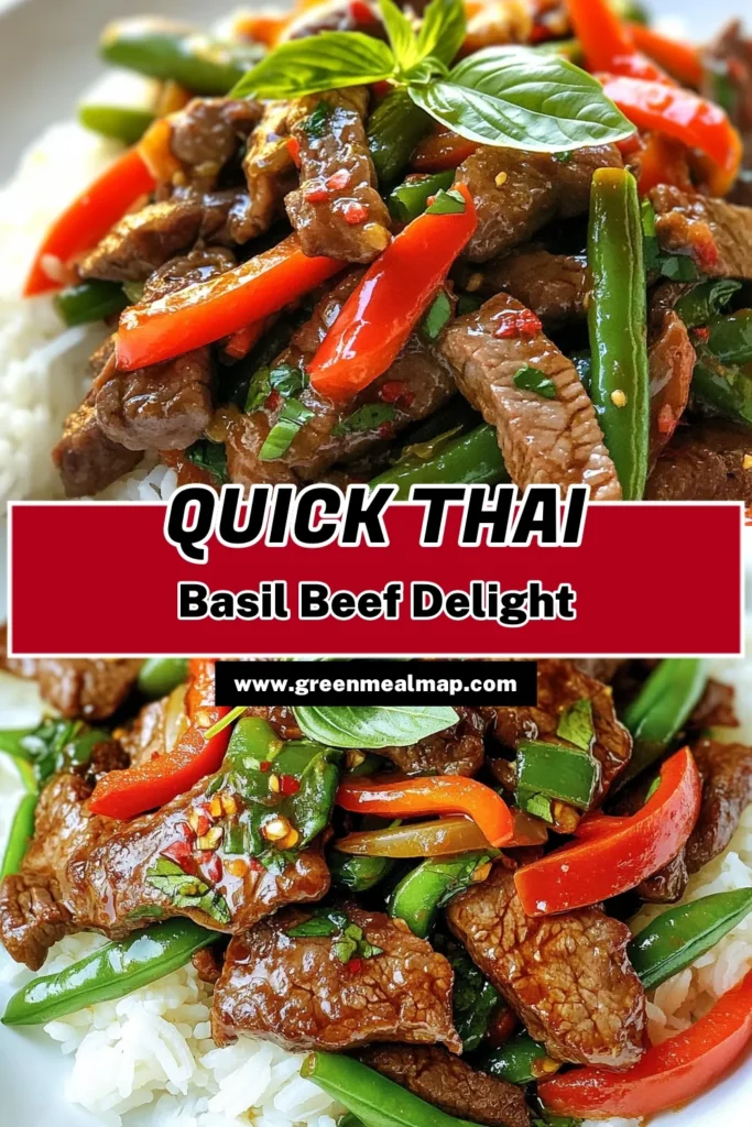 Discover a delicious Thai Basil Beef Stir Fry that's perfect for a quick weeknight meal! This easy stir fry combines tender beef sirloin with fresh basil and vibrant veggies for a flavor-packed dish. Looking for Thai beef recipes? This beef stir fry with basil is your answer. Ideal for busy nights, it's one of those quick Thai dinner recipes everyone will love. Try it tonight and savor the taste! #ThaiBasilBeef #EasyDinner #StirFryRecipes #QuickMeals