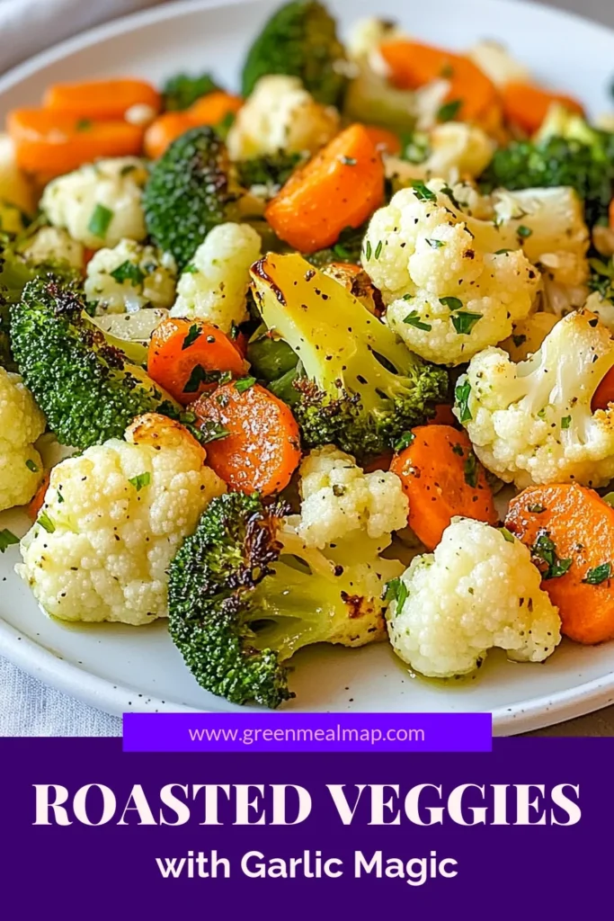 Discover the delightful flavors of Garlic Herb Roasted Vegetables, the perfect healthy side dish for any meal! This easy roasted vegetable recipe features vibrant broccoli, cauliflower, carrots, and red bell pepper tossed in a savory garlic herb blend. In just 30 minutes, you can enjoy oven-roasted vegetables that are tender and golden brown. Click to save this recipe now! #RoastedVegetableRecipe #HealthySideDishes #OvenRoastedVegetables #EasyVegetableRecipes