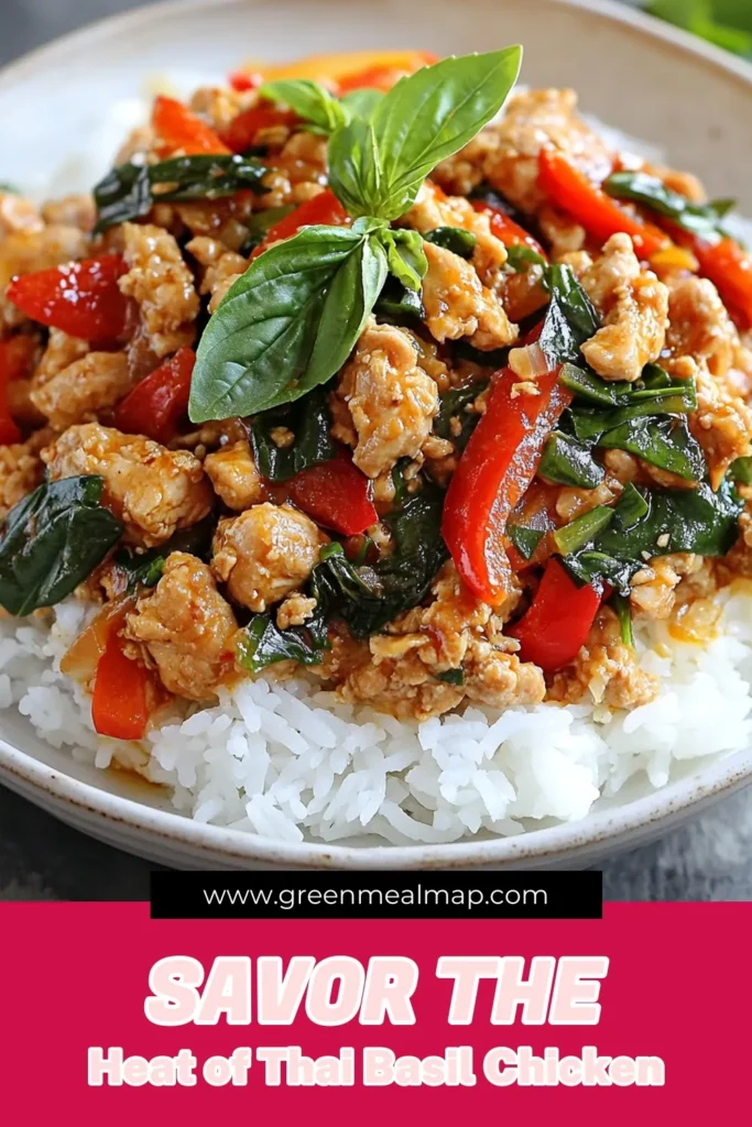 Discover the flavor-packed excitement of Sizzling Thai Basil Chicken with this easy ground chicken recipe! This Thai Basil Stir-Fry is perfect for a weeknight meal, bringing the best of Thai cuisine recipes to your dinner table. In just 25 minutes, enjoy a delicious Easy Thai Chicken Dinner featuring fresh Thai basil, garlic, and vibrant veggies. Save this recipe for a quick and satisfying meal tonight! #ThaiBasilChicken #EasyDinner #ThaiCuisine #HealthyRecipes