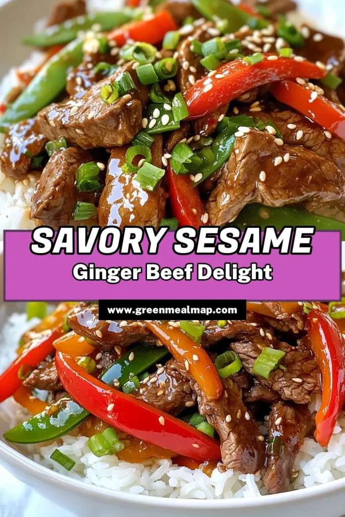 Craving a delicious and quick dinner? Try this easy Sesame Ginger Beef Stir Fry! Packed with flavors, this flank steak stir fry recipe comes together in under 40 minutes. Sauté tender beef with fresh ginger, garlic, and colorful veggies in sesame oil for a delightful Asian beef stir fry that your family will love. Serve it over jasmine rice or noodles. Save this sesame oil stir fry recipe for your next meal! #BeefStirFry #QuickDinner #HealthyRecipes #AsianCuisine