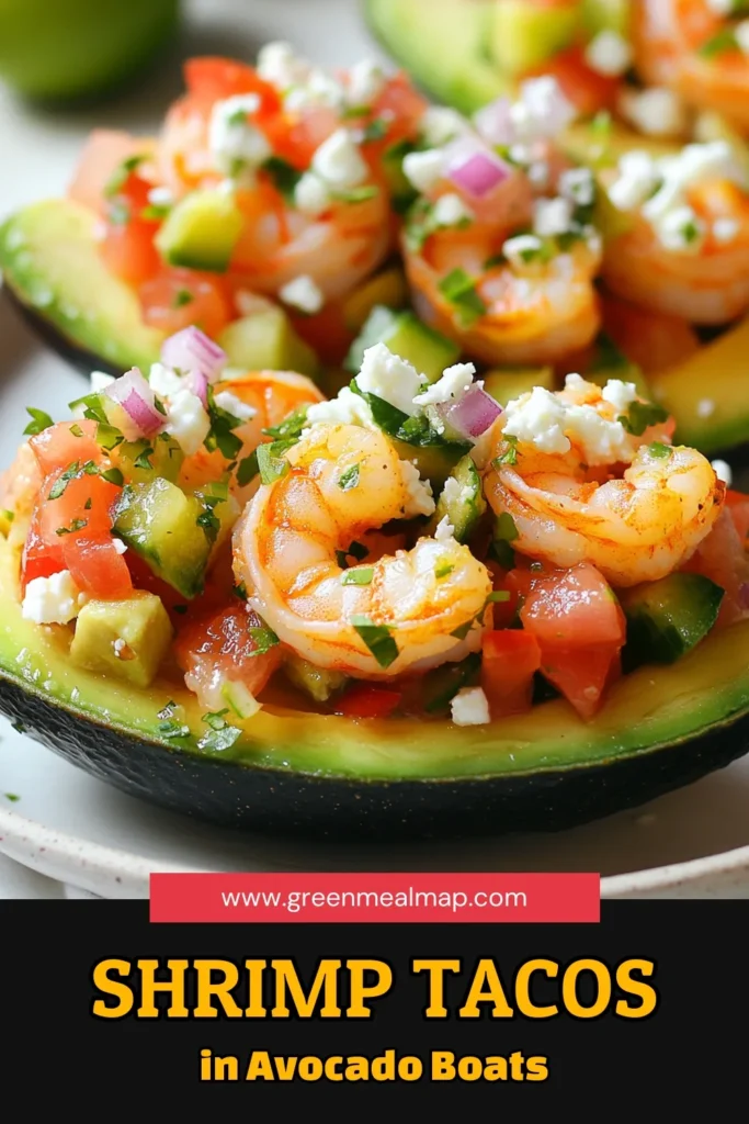 Discover the deliciousness of Shrimp Avocado Taco Boats, the perfect blend of flavors for a healthy meal! These healthy shrimp tacos are easy to make and packed with fresh ingredients. Enjoy creamy avocado recipes by transforming them into taco boats filled with seasoned shrimp, pico de gallo, and optional toppings. Perfect for a quick lunch or dinner! Save this shrimp recipe and try it today! #ShrimpAvocadoTacoBoats #HealthyShrimpTacos #AvocadoRecipes #TacoBoatRecipe