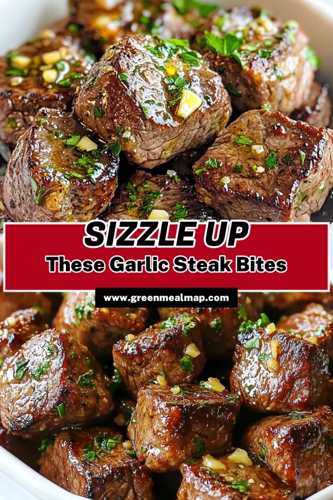 Looking for a delicious and quick steak bite recipe? Try these garlic herb butter steak bites! Made with tender sirloin steak, this easy garlic steak recipe is packed with flavor and takes just 20 minutes to prepare. Perfect for busy weeknights or entertaining guests, these flavorful steak bites will be a hit at your dinner table. Save this recipe for your next meal! #SteakBites #QuickRecipes #GarlicButter #EasyDinner