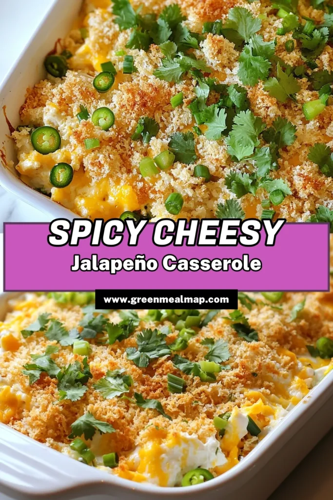 Craving a delicious and comforting meal? Try this Jalapeño Popper Chicken Casserole! This easy chicken casserole recipe combines creamy, cheesy jalapeño chicken with a crispy topping for a perfect spicy chicken dinner recipe. Great for family gatherings or a weeknight treat, this baked chicken casserole is simple to whip up and totally satisfying. Save this recipe for a mouthwatering dinner tonight! #JalapenoPopperCasserole #ChickenCasserole #SpicyDinner #CheesyChicken