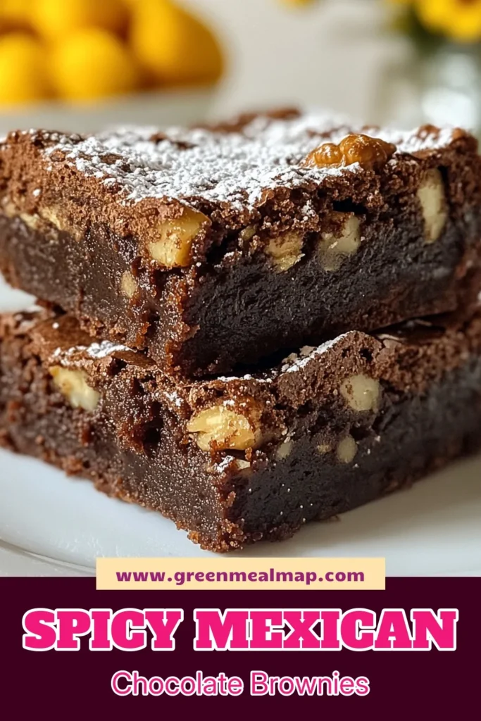 Indulge in these delicious Mexican hot chocolate brownies, featuring a perfect blend of spices for that extra kick! This easy brownie recipe showcases fudgy brownies with walnuts and a delightful hint of cinnamon cayenne. Perfect for chocolate lovers and spice enthusiasts alike, these spicy chocolate brownies are sure to impress. Make a batch today and savor the rich, decadent flavors! Save this recipe and share your creations! #MexicanHotChocolateBrownies #EasyBrownieRecipe #SpicyChocolateBrownies #FudgyBrownies