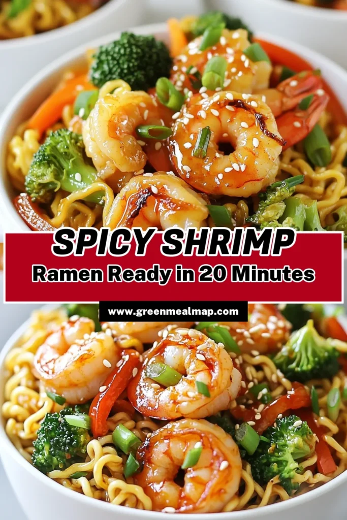 Savor the bold flavors of this spicy shrimp ramen stir fry that makes for an irresistible quick shrimp dinner! This shrimp ramen recipe combines tender shrimp, colorful veggies, and sriracha ramen noodles for a delightful meal ready in just 20 minutes. Perfect for busy nights, this easy ramen stir fry will become a family favorite. Try it tonight and elevate your weeknight dinners! #ShrimpRamenRecipe #EasyRamenStirFry #QuickShrimpDinner #SrirachaRamenNoodles