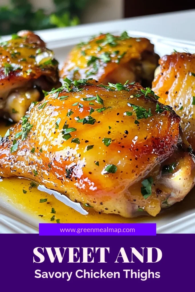 Create a delicious meal with these honey mustard chicken thighs, the ultimate oven-baked chicken thighs that deliver flavor and ease. This easy chicken thigh recipe features a flavorful chicken marinade made with honey, Dijon mustard, and garlic, giving you that perfect crispy chicken skin recipe you've been craving. Try this dish for a weeknight dinner that impresses! Save this recipe now! #ChickenThighs #EasyRecipes #DinnerIdeas #Foodie