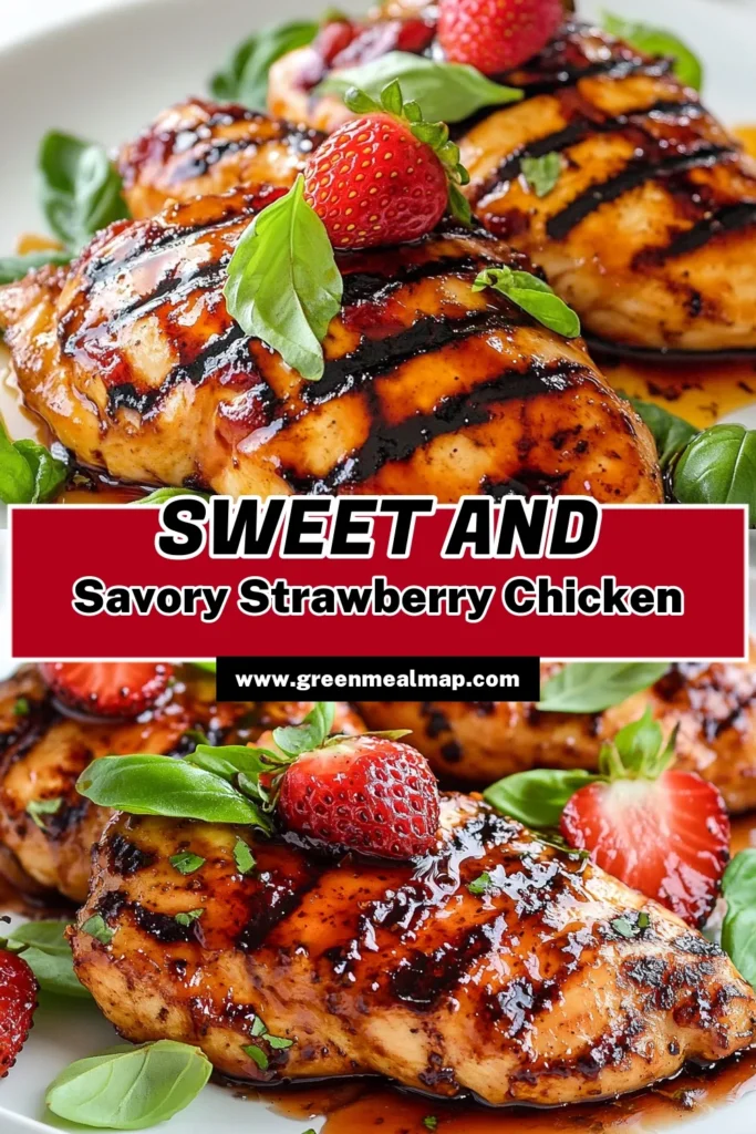 Elevate your dinner with this delicious Strawberry Balsamic Chicken recipe! This balsamic vinegar chicken recipe features juicy grilled chicken with strawberries, drizzled with a sweet and tangy honey balsamic glaze. Perfect for an easy chicken recipe with fruit that impresses. Try it tonight and savor the flavors! Click to discover the full recipe! #StrawberryBalsamicChicken #BalsamicVinegar #GrilledChicken #EasyChickenRecipes
