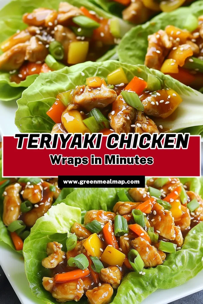Discover a delicious and healthy teriyaki chicken recipe with these Teriyaki Chicken Lettuce Wraps! Perfect as Asian-inspired appetizers, these chicken lettuce wraps are packed with flavor and made with low sodium teriyaki sauce for a nutritious meal. Enjoy a delightful mix of diced chicken, fresh veggies, and savory sauce wrapped in crisp lettuce. Save this easy-to-make recipe for your next gathering! #TeriyakiChicken #HealthyRecipes #LettuceWraps #AsianAppetizers