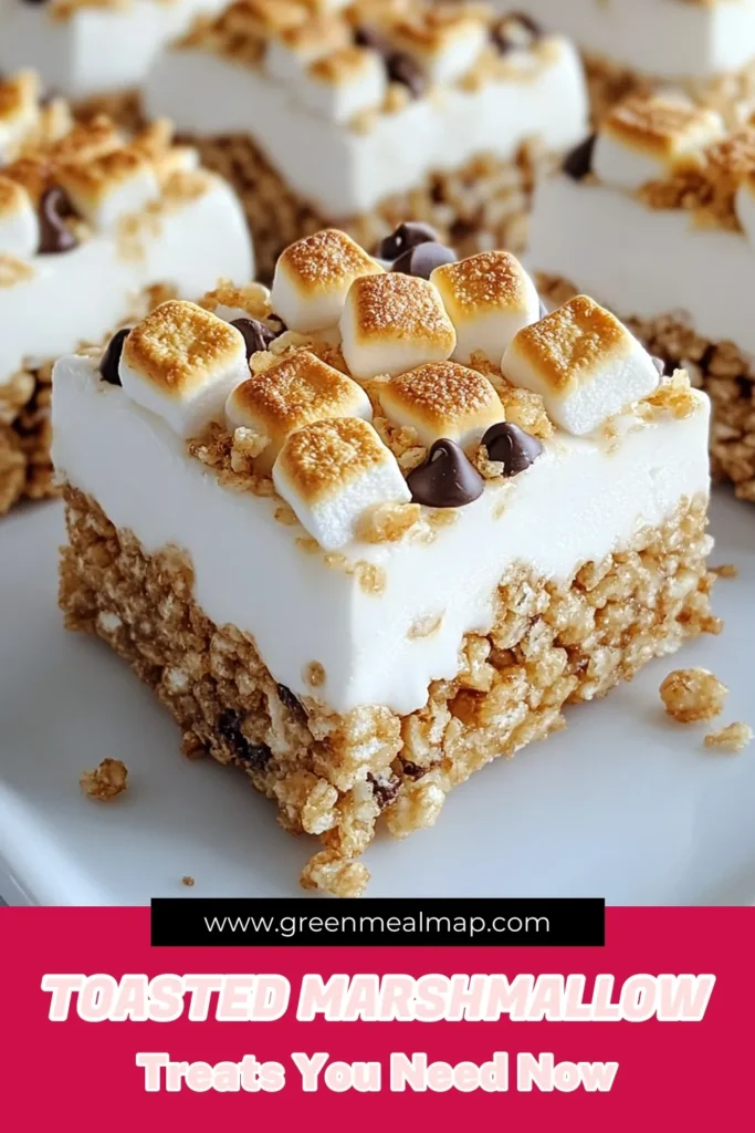 Indulge in the deliciousness of Toasted Marshmallow Rice Krispie Treats! This easy Rice Krispies dessert recipe combines gooey toasted marshmallows and crunchy rice cereal for a delightful homemade treat. Perfect for parties or sweet cravings, these easy marshmallow treats will be a hit with everyone. Try this toasted marshmallow recipe and share your creations! Save this recipe now for tasty homemade Rice Krispie squares! #RiceKrispies #ToastedMarshmallows #DessertRecipe #EasyTreats