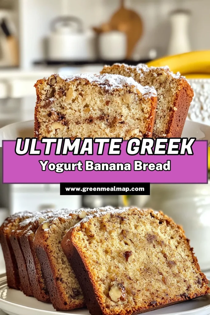 Indulge in this delicious and moist Greek yogurt banana bread! This easy banana bread with yogurt uses ripe bananas and Greek yogurt to create a healthier twist on a classic recipe. Add chocolate chips for extra sweetness and enjoy a guilt-free treat. Perfect for breakfast or as a snack, this healthy banana bread with Greek yogurt is sure to please. Try this moist banana bread recipe today and delight your taste buds! #GreekYogurtBananaBread #HealthyBaking #EasyRecipes #BananaBread