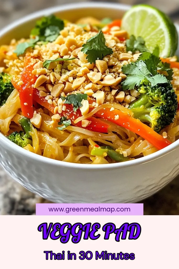 Create a delicious Veggie Loaded Pad Thai that’s perfect for a quick weeknight meal! This healthy Pad Thai recipe features vibrant vegetarian Thai noodles packed with fresh veggies like broccoli, bell pepper, and carrots. In just 30 minutes, you'll have a tasty, plant-based Pad Thai that's both satisfying and nourishing. Give it a try and enjoy a guilt-free twist on this classic dish! Save this quick Pad Thai recipe for later! #VeggieLoadedPadThai #HealthyPadThai #VegetarianThaiNoodles #PlantBasedPadThai