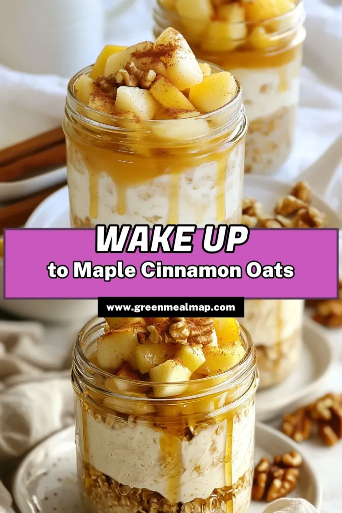 Start your mornings with a delicious and nutritious twist using this Maple Cinnamon Overnight Oats recipe. Perfect for busy lifestyles, these healthy overnight oats are an easy oats breakfast that requires no cooking. With the sweet flavors of maple syrup and apples, you'll love these overnight oats with apples! Try this easy recipe today and elevate your breakfast game. Save and share for your morning inspiration! #OvernightOats #HealthyBreakfast #OatmealRecipe #EasyRecipes