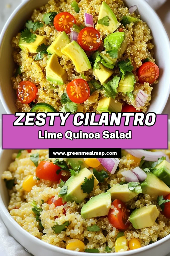 Enjoy a burst of flavor with this cilantro lime quinoa recipe, perfect for a healthy quinoa salad! Packed with fresh ingredients like avocado and lime, this vegetarian quinoa dish is not only nutritious but also simple to make. Ideal for meal prep or as a side dish, it’s one of those easy quinoa recipes you'll want to save! Try it today and elevate your meals! #HealthyEating #QuinoaRecipes #Vegetarian #MealPrep