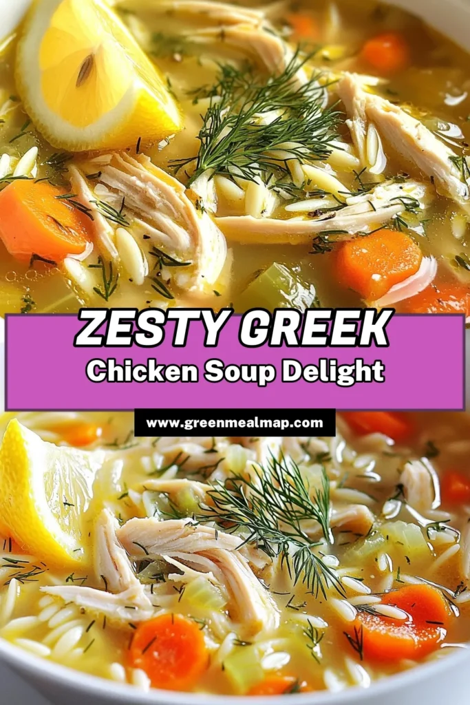 Warm up with this delicious Lemon Greek chicken soup that’s perfect for any day! This creamy lemon chicken soup features tender chicken, orzo, and fresh dill, making it a unique orzo chicken soup recipe you’ll love. It's a healthier Greek soup recipe that bursts with flavor and comfort. Try this Greek chicken soup with dill to impress your family. Save and enjoy this delightful recipe! #GreekChickenSoup #HealthySoup #SoupRecipe #OrzoPasta