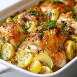 To make a delicious Lemon Garlic Roasted Chicken, you'll need some key ingredients. Here’s what you’ll gather: - 1 whole chicken (about 4-5 pounds) - 2 lemons, zested and juiced - 6 cloves of garlic, minced - 1/4 cup olive oil - 2 tablespoons fresh rosemary, chopped - 2 tablespoons fresh thyme, chopped - Salt and pepper to taste - 1 onion, quartered - 1 cup chicken broth (low-sodium) - Fresh parsley for garnish Each ingredient plays a big role in making the chicken juicy and flavorful. The whole chicken acts as the main star of the dish. Fresh lemons add bright flavor and acidity. Garlic gives that great aroma and depth. Olive oil helps keep the meat moist. The herbs, rosemary and thyme, bring an earthy taste that pairs well with chicken. Salt and pepper enhance all the flavors. The onion adds sweetness while roasting, and chicken broth keeps everything moist. Lastly, parsley brightens the dish when you serve it. Ensure you have everything ready before you start. This makes the cooking process smoother and more enjoyable. Happy cooking! {{ingredient_image_1}} First, set your oven to 425°F (220°C). This high heat helps to crisp the skin. Preheating is key for a juicy chicken. In a small bowl, blend the juice and zest of two lemons. Add six minced garlic cloves, 1/4 cup olive oil, two tablespoons of chopped rosemary, and two tablespoons of chopped thyme. Mix in salt and pepper. This marinade will pack flavor into your chicken. Pat the whole chicken dry with paper towels. Place it in a roasting pan. Carefully lift the skin on the breast and legs. Rub some marinade under the skin. This step is essential for flavor. Pour the rest of the marinade over the chicken, covering it completely. Stuff the chicken’s cavity with quartered onion and any leftover lemon halves. Pour 1 cup of low-sodium chicken broth into the pan. This keeps the chicken moist as it roasts. Place the pan in the oven and roast for about 1 hour and 15 minutes. The chicken is ready when it reaches an internal temperature of 165°F (75°C). The skin should look golden and crisp. Use a meat thermometer to check the temperature. Baste the chicken halfway through cooking for extra flavor. Once cooked, take the chicken out of the oven. Let it rest for 10-15 minutes before carving. This helps the juices settle. Garnish with fresh parsley for a pop of color and serve! Enjoy this delicious meal with roasted veggies or a fresh salad. To get that golden, crispy skin, dry the chicken well. Use paper towels to pat it dry. This helps remove extra moisture. Next, rub the marinade under the skin. This adds flavor and helps crisp it up. Roast the chicken at a high heat of 425°F (220°C). This makes the skin crispy while keeping the meat juicy. The best way to marinate chicken is to use a mix of lemon juice, zest, garlic, and herbs. Combine these in a bowl. Rub this mixture all over the chicken. Don’t forget to lift the skin and get some marinade inside. Let the chicken marinate for at least 30 minutes. If you have more time, marinate it overnight in the fridge. This allows the flavors to soak in deeply. Roasting time is key for juicy chicken. A whole chicken usually takes about 1 hour and 15 minutes. To check doneness, use a meat thermometer. The internal temperature should reach 165°F (75°C). Baste the chicken with pan juices halfway through cooking. This adds flavor and keeps the meat moist. Let the chicken rest for 10-15 minutes after roasting to allow the juices to settle. Pro Tips Use Fresh Herbs: Fresh herbs enhance the flavor profile of the chicken. If possible, use fresh rosemary and thyme instead of dried for a more vibrant taste. Let It Marinate: For the best flavor, allow the chicken to marinate for at least 1 hour, or overnight in the fridge. This helps the flavors penetrate the meat. Check Internal Temperature: Use a meat thermometer to check that the thickest part of the chicken reaches 165°F (75°C). This ensures the chicken is fully cooked and safe to eat. Rest Before Carving: Let the chicken rest for 10-15 minutes after roasting. This allows the juices to redistribute, making for a juicier and more flavorful chicken. {{image_2}} You can swap herbs for a new taste. Try using fresh oregano or sage. Both add rich flavor. Dried herbs work too. Use one tablespoon of dried herbs for every two tablespoons of fresh. Experiment to find your favorite mix! Roasting veggies adds color and taste. Try adding carrots, potatoes, or Brussels sprouts. Cut them into even pieces for even cooking. Toss them with olive oil, salt, and pepper. Place them around the chicken in the pan. They will soak up the chicken's juices and flavors. Change up your marinade for fun. Instead of lemon, use lime for a zesty twist. Add honey for sweetness or Dijon mustard for a tangy kick. You can also try adding soy sauce for a savory depth. These changes will create a whole new dish while keeping it juicy and flavorful. After enjoying your Lemon Garlic Roasted Chicken, let the leftovers cool. Place the chicken in an airtight container. Make sure to cover it well to keep it fresh. Store the container in the fridge. It will stay good for about 3 to 4 days. If you want to save it longer, freezing is a great option. When you are ready to eat leftovers, reheat them gently. The best way to do this is in the oven. Preheat it to 350°F (175°C). Place the chicken on a baking sheet and cover it with foil. This keeps it moist. Heat it for about 20 minutes, or until it is warm. You can also use a microwave, but it may dry out the chicken. To freeze your leftover chicken, first, cut it into pieces. This makes it easier to use later. Wrap each piece tightly in plastic wrap. Put the wrapped pieces in a freezer bag. Squeeze out as much air as you can. Label the bag with the date. You can freeze it for up to 3 months. When you're ready to eat, thaw it in the fridge overnight before reheating. Roast a 5-pound chicken for about 1 hour and 15 minutes. Check it at 1 hour. The chicken needs to reach 165°F in the thickest part. Use a meat thermometer for the best results. This time may vary with your oven. Always ensure the skin is golden brown and crisp. Yes, you can use chicken parts. Bone-in thighs and breasts work well. Adjust the cooking time based on the size of the parts. Smaller pieces cook faster than a whole chicken. For even cooking, try to keep pieces similar in size. Lemon Garlic Roasted Chicken pairs nicely with many sides. Here are some ideas: - Roasted vegetables - Mashed potatoes - Fresh salad - Rice pilaf - Garlic bread These dishes complement the flavors of the chicken well. You can mix and match based on your taste. Check the chicken's internal temperature. It should reach 165°F in thick areas like the breast and thigh. The juices should run clear when pierced. If you see pink, it needs more time. Let the chicken rest for 10-15 minutes after cooking. This helps keep it juicy. In this post, I covered how to make a Lemon Garlic Roasted Chicken. I detailed ingredients, steps for cooking, and tips for great results. Using fresh herbs and a simple marinade brings out the best flavors. Remember to check doneness and let the chicken rest for juicy meat. With variations and storage tips, you can enjoy this dish anytime. Cooking can be fun and rewarding. You can impress your family with this easy recipe. Give it a try!