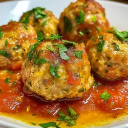 To make garlic herb turkey meatballs, gather these items: - 1 lb ground turkey - 1/2 cup breadcrumbs - 1/4 cup grated Parmesan cheese - 2 cloves garlic, minced - 1/4 cup fresh parsley, chopped - 1 teaspoon dried basil - 1 teaspoon dried oregano - 1/2 teaspoon salt - 1/4 teaspoon black pepper - 1 egg, beaten - 1 tablespoon olive oil (for frying) - 1 cup marinara sauce (for serving) If you need alternatives, try these swaps: - Ground chicken can replace ground turkey. It has a similar taste. - Use gluten-free breadcrumbs if you want a gluten-free option. - Fresh herbs can be replaced with dried herbs. Use less of them. - For cheese, try feta or mozzarella instead of Parmesan for a twist. Fresh herbs add great flavor to your meatballs. Here’s how to choose the best ones: - Look for bright green leaves. They should be firm and not wilting. - Smell the herbs. They should have a strong, fresh scent. - Avoid herbs with dark spots or signs of browning. - If possible, buy herbs from a local market for the best quality. Remember, fresh herbs make a big difference in taste! {{ingredient_image_1}} To make these garlic herb turkey meatballs, start by gathering your ingredients. You need: - 1 lb ground turkey - 1/2 cup breadcrumbs - 1/4 cup grated Parmesan cheese - 2 cloves garlic, minced - 1/4 cup fresh parsley, chopped - 1 teaspoon dried basil - 1 teaspoon dried oregano - 1/2 teaspoon salt - 1/4 teaspoon black pepper - 1 egg, beaten In a large mixing bowl, add the ground turkey, breadcrumbs, and grated Parmesan cheese. Next, mix in the minced garlic, chopped parsley, dried basil, oregano, salt, and black pepper. Finally, pour in the beaten egg. Use your hands to mix everything well. You want to combine all the flavors. The mixture should feel sticky but firm. If it feels too wet, add a bit more breadcrumbs. Now, it’s time to cook the meatballs. Preheat a large skillet over medium heat. Add a tablespoon of olive oil to the skillet. With wet hands, form the turkey mixture into meatballs. Aim for about 1 to 1.5 inches in size. Place them on a plate. Make sure not to overcrowd the skillet when you cook. Add the meatballs in batches. Cook them for about 6-7 minutes. Turn them occasionally to brown all sides. The meatballs should look golden brown when they are done and cooked through. While your meatballs are cooking, heat up 1 cup of marinara sauce in a separate saucepan over low heat. Once the meatballs are cooked, serve them hot on a bed of marinara sauce. For an extra touch, you can garnish with more chopped parsley. This adds color and freshness. Enjoy your tasty garlic herb turkey meatballs! To keep your meatballs moist, use ground turkey with some fat. I recommend using a mix of dark and light meat. This fat adds flavor and helps retain moisture. Also, do not overmix the meat. Just mix until combined. Adding breadcrumbs soaked in water or milk also helps keep them juicy. Seasoning turkey meat is key for great flavor. Fresh herbs like parsley add freshness. I love using minced garlic for a punch. Dried herbs such as basil and oregano also work well. Don’t forget salt and pepper. They enhance the taste, making each bite delicious. For even browning, make sure your skillet is hot before adding meatballs. This helps them sear nicely. Cook them in batches so they have space to brown. If they touch, they may steam instead. Turn them carefully to get a nice golden crust all over. Pro Tips Keep it Moist: Adding a little milk or soaked breadcrumbs to the mixture can help keep the meatballs tender and juicy. Uniform Size: Use a cookie scoop or measuring spoon to ensure your meatballs are the same size for even cooking. Don’t Overcrowd the Pan: Cooking meatballs in batches prevents steaming and allows them to brown nicely on all sides. Flavor Boost: For an extra kick, add crushed red pepper flakes or your favorite hot sauce to the meat mixture. {{image_2}} You can boost flavor and nutrition by adding veggies to your meatball mix. Try finely chopped spinach, mushrooms, or bell peppers. Grate zucchini for moisture and a subtle taste. These additions keep the meatballs juicy and colorful. Just remember to chop them small. This way, they blend well with the turkey. If you want a low-carb dish, swap breadcrumbs for almond flour or crushed pork rinds. Both options keep the texture without the carbs. For gluten-free meatballs, use gluten-free breadcrumbs. This simple change makes the dish fit for everyone. You won’t lose flavor or texture with these swaps. For those who love heat, add red pepper flakes to the mix. Start with half a teaspoon, then adjust to your taste. You can also include a dash of hot sauce in the meatball mixture. This gives your meatballs a tasty kick. Serve them with spicy marinara for an extra boost. Enjoy the bold flavors! To keep your meatballs fresh, place them in an airtight container. Make sure they cool down first. Store them in the fridge for up to three days. If you want them to last longer, consider freezing them. When reheating, I recommend using the oven. Preheat it to 350°F (175°C). Place the meatballs on a baking sheet. Heat them for about 15 minutes. This method keeps them juicy and warm. You can also use the microwave. Just make sure to cover them to avoid drying. Freezing meatballs is easy and great for meal prep. After they cool, arrange them on a baking sheet in a single layer. Freeze them for about an hour until solid. Then transfer them to a freezer-safe bag. They can last up to three months in the freezer. When ready to eat, thaw them in the fridge overnight. Reheat as mentioned above for the best taste. Yes, you can use ground chicken. Both ground turkey and chicken are lean meats. They have similar flavors and textures. When using ground chicken, the meatballs may taste a bit lighter. Just follow the same recipe and cooking times. Marinara sauce is a classic choice for turkey meatballs. Its rich tomato flavor complements the herbs well. You can also try BBQ sauce for a smoky twist. Another great option is a creamy garlic sauce for a different taste. Experiment with your favorites to find what you like best. Turkey meatballs are done when they reach an internal temperature of 165°F. Use a meat thermometer for accuracy. Look for a golden brown color on the outside. The meat should be firm but not dry. If you cut one open, the center should be no longer pink. In this post, we covered everything about making turkey meatballs. You learned the key ingredients, how to prepare and cook them, and tips for great flavor. We also explored ways to add veggies, make variations, and store leftovers. To make the best meatballs, use fresh herbs and season well. These simple steps will help you create tasty meals the whole family will enjoy. Now, you are ready to make your own delicious turkey meatballs!