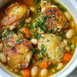 - 4 boneless, skinless chicken thighs, cut into bite-sized pieces - 2 cups cooked white beans (cannellini or great northern), drained and rinsed - 1 medium onion, diced - 3 cloves garlic, minced - 2 carrots, diced - 2 celery stalks, diced - 1 can (14 oz) diced tomatoes, with juices - 4 cups low-sodium chicken broth The main ingredients create a rich and hearty stew. Chicken thighs give great flavor and stay moist. White beans add creaminess and protein. Aromatic veggies like onion, garlic, carrots, and celery give a lovely base. Diced tomatoes and chicken broth tie it all together. - 2 teaspoons dried rosemary - 2 teaspoons dried thyme - 1 teaspoon smoked paprika - Salt and pepper to taste The seasonings add depth to this dish. Dried rosemary and thyme bring a Tuscan touch. Smoked paprika adds warmth and a slight kick. Salt and pepper balance the flavors. Adjust these to suit your taste. - Fresh parsley, chopped (for garnish) Fresh parsley adds a burst of color and freshness. It brightens the dish and enhances the flavors. A little sprinkle before serving makes your stew look inviting. {{ingredient_image_1}} - Start by cutting the chicken thighs into bite-sized pieces. - Dice the onion, carrots, and celery. - Mince the garlic. - In a heavy pot, heat the olive oil on medium heat. - Add the diced onion and cook for about 3-4 minutes until soft. - Stir in the minced garlic, diced carrots, and celery. - Cook these for about 5 minutes. Stir now and then. - Add the chicken pieces to the pot. - Season with salt, pepper, rosemary, thyme, and smoked paprika. - Cook for 5-7 minutes until the chicken turns brown on all sides. - Pour in the can of diced tomatoes, including the juices. - Add the chicken broth and bring it to a simmer. - Once bubbling, add the cooked white beans and mix well. - Let it cook on low heat for 20-25 minutes. - Taste the stew and adjust the salt and pepper if needed. - For a thicker stew, mash some beans against the pot's side. - Serve hot, garnished with fresh parsley for color and flavor. Choose a heavy-bottomed pot or Dutch oven. This helps the stew cook evenly. Sauté the onion first. This step unlocks sweet flavors. Then add garlic, carrots, and celery. Sautéing softens them and builds taste. Add bay leaves for depth. Fresh herbs like basil or thyme enhance the dish. If you love spice, add red pepper flakes. Adjust the heat to fit your taste. Pair the stew with crusty bread. A fresh salad complements it well. Serve in bowls, topped with parsley. This adds color and freshness. Portion sizes of about one to two cups work best. Enjoy your flavorful meal! Pro Tips Use Fresh Herbs: Fresh rosemary and thyme can elevate the flavors of this stew. If available, consider substituting dried herbs with their fresh counterparts for a more vibrant taste. Customize Your Beans: While cannellini and great northern beans are traditional, feel free to experiment with other types of beans like navy or chickpeas for a unique twist. Enhance the Flavor: Adding a splash of white wine after browning the chicken can add depth to the stew. Let it cook off before adding the tomatoes and broth. Perfect Thickness: For a creamier texture, blend a portion of the stew in a blender and then return it to the pot. This will give the stew a luscious consistency without needing extra cream. {{image_2}} You can switch out the chicken for turkey. Turkey thighs work well and taste great. If you want a vegetarian option, try using mushrooms or tofu. You can also replace the white beans with lentils or chickpeas. Each swap will change the flavor but keep it hearty. To change the flavor, try adding different spices. Cumin and coriander add warmth and depth. You can also toss in seasonal veggies like zucchini or spinach. These additions will brighten the stew and give you new tastes to enjoy. You can make this stew in a slow cooker. Just add all the ingredients and cook on low for 6-8 hours. This method makes the chicken very tender. If you have an Instant Pot, you can adapt this recipe. Sauté the veggies and chicken, then add the rest. Cook on high pressure for 15 minutes. Each method offers a different texture and flavor. To store leftovers of Tuscan White Bean Chicken Stew, let it cool first. Then, transfer it to airtight containers. This keeps the stew fresh for up to four days in the fridge. Label the containers with the date to track freshness. Always check for any signs of spoilage before eating. For freezing, portion the stew into freezer-safe containers. It’s best to leave some space at the top, as the stew may expand. You can freeze it for up to three months. When ready to eat, thaw it overnight in the fridge. Reheat it on the stove or microwave. To reheat without losing flavor or texture, use low heat on the stove. Stir often to ensure even heating. If the stew seems thick, add a splash of chicken broth or water. This helps restore its creamy texture. Always taste before serving to adjust the seasoning as needed. I suggest using boneless, skinless chicken thighs for this stew. Thighs have more flavor and stay tender. You can also use chicken breasts, but they may dry out faster. If you prefer dark meat, drumsticks work well too. Always cut chicken into bite-sized pieces for even cooking. Yes, you can make this stew ahead of time. It actually tastes better the next day! To prep, cook the stew fully and let it cool. Store it in an airtight container in the fridge. It will stay good for about three days. You can also freeze it for up to three months. Just thaw it overnight in the fridge before reheating. Making this stew gluten-free is easy! Use gluten-free chicken broth instead of regular broth. Ensure all your canned goods, like diced tomatoes, are gluten-free too. This way, you can enjoy a hearty meal without worry. This blog post covered how to make a flavorful Tuscan White Bean Chicken Stew. You learned about the main ingredients, key seasonings, and how to prepare and cook the dish step-by-step. I shared tips for enhancing flavors and storing leftovers effectively. You can adapt this stew with different meats, beans, spices, and cooking methods to suit your taste. Enjoy experimenting with this recipe, and make it your own! Each change will bring unique flavors and delights to your table.