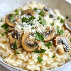 To make the creamy mushroom risotto, you need fresh and simple ingredients that work well together. Here’s your list: - 1 cup Arborio rice - 4 cups vegetable broth - 1 cup mushrooms, sliced (such as cremini or shiitake) - 1 small onion, finely chopped - 2 cloves garlic, minced - 1/2 cup grated Parmesan cheese - 1/4 cup heavy cream - 2 tablespoons olive oil - 1 tablespoon butter - Salt and pepper to taste - Fresh parsley, chopped for garnish Each ingredient plays a key role in creating the rich, creamy flavor. Arborio rice gives that nice texture, while mushrooms add earthiness. The broth brings depth, and cheese adds a savory touch. Using fresh parsley at the end makes the dish pop with color and flavor. Gather these items before you start cooking. It makes the process easier and more fun. Trust me, this risotto is worth every step! {{ingredient_image_1}} First, heat 4 cups of vegetable broth in a saucepan. Turn the heat to medium. Wait until it starts to simmer. This step is key for a good risotto. You want the broth warm, so keep it on low heat while you cook. In a large skillet, add 2 tablespoons of olive oil and 1 tablespoon of butter. Heat them over medium heat. Next, add 1 small chopped onion. Cook it for about 3 to 4 minutes until it is soft and clear. Then, add 2 cloves of minced garlic and 1 cup of sliced mushrooms. Stir and cook for about 5 to 7 minutes. You want the mushrooms to get soft and brown. This mix gives the risotto a deep, rich flavor. Now, it’s time to toast the rice. Add 1 cup of Arborio rice to the skillet. Stir well to coat the rice with the oil and flavor. Toast the rice for about 1 to 2 minutes. This step helps the rice stay firm. After toasting, you will add the warm broth. Pour in one ladle at a time. Stir often, letting the rice absorb the broth before adding more. This will take about 18 to 20 minutes. Keep an eye on the texture. You want it creamy and slightly firm, called al dente. Once the rice is ready, lower the heat. Stir in 1/2 cup of grated Parmesan cheese and 1/4 cup of heavy cream. Mix well until it is creamy. Season with salt and pepper to taste. Let it sit for a minute before serving. To make creamy mushroom risotto, stirring is key. Stirring helps release the starch from the Arborio rice. This starch gives the risotto its smooth texture. You want to stir often. It keeps the rice from sticking and helps it cook evenly. Also, use warm broth. Adding cold broth slows down cooking. This can lead to uneven texture. Keep your broth on low heat while you cook. This way, the rice absorbs the broth well. Presentation makes your dish shine. Serve risotto in shallow bowls. This allows the creamy texture to stand out. Drizzle a bit of olive oil on top for a glossy finish. Add extra Parmesan for flavor. Fresh parsley adds color and freshness. Sprinkle it right before serving. Watch out for overcooking the rice. Risotto should be al dente, meaning it has a slight bite. If you cook it too long, it turns mushy. Also, don’t add too much broth at once. Adding one ladle at a time lets the rice absorb the liquid. This keeps your risotto creamy and prevents it from getting too soupy. Pro Tips Use Fresh Mushrooms: Fresh mushrooms will provide a more robust flavor and better texture compared to canned or dried varieties. Stir Constantly: Frequent stirring helps release the starch from the rice, creating that signature creamy texture in risotto. Warm Broth is Key: Always use warm broth to maintain the cooking temperature, which helps the rice cook evenly and absorb flavors. Rest Before Serving: Let the risotto rest for a minute after cooking; this allows the flavors to meld and the texture to settle for the perfect serving. {{image_2}} You can change up the mushrooms for a new taste. Try using cremini, shiitake, or even portobello. Each type gives a unique flavor. You might also think about adding protein. Chicken or shrimp works great in this dish. Just sauté them with the onions before adding the rice. Herbs and spices can really brighten your risotto. Fresh thyme or rosemary adds a lovely touch. A pinch of nutmeg can also bring warmth. As for cheese, Parmesan is classic, but you can swap it out for Gruyère or even a vegan cheese. Each cheese gives a different depth of flavor. If you want a vegan risotto, skip the cheese and cream. Use coconut cream or cashew cream instead. For gluten-free risotto, just ensure your broth is gluten-free. Arborio rice is naturally gluten-free, so you are good there! These options let everyone enjoy this comforting dish. To store leftover risotto, let it cool down first. Then, place it in an airtight container. This helps keep the flavors fresh. You can store it in the fridge for up to three days. Make sure to label the container with the date. This way, you’ll know when to use it. The best methods for reheating risotto are in a skillet or the microwave. If using a skillet, add a splash of broth or water. Stir it over medium heat until warm. This helps restore the creamy texture. If you use a microwave, place the risotto in a bowl. Add a little broth or water, cover it with a damp paper towel, and heat in short bursts. Stir between each burst. This keeps the risotto from drying out. Yes, you can freeze risotto, but it may change texture. To freeze, let it cool completely, then place it in a freezer-safe container. Leave some space at the top for expansion. Before freezing, think about the ingredients. Creamy risotto with dairy may not thaw well. You might want to leave out the cream and cheese until reheating. This helps maintain its rich flavor and texture. Creamy mushroom risotto lasts about 3 to 5 days in the fridge. To keep it fresh, store it in an airtight container. Always let it cool before sealing. When you’re ready to eat, check for any off smells or colors. If it looks and smells good, it’s likely safe to eat. Yes, you can use other types of rice, but Arborio is best. You can try Carnaroli or Vialone Nano rice, which also work well. If you want a different texture, you can use long-grain rice. However, the creaminess might not be the same. Each type will give a different taste and feel to your risotto. Mushroom risotto pairs well with many side dishes. A simple green salad adds crunch and freshness. Grilled vegetables can bring extra flavor. You can also serve it with garlic bread for a hearty meal. If you want protein, roasted chicken or shrimp work great too. These options make your meal feel complete and satisfying. In this blog post, we explored how to make creamy mushroom risotto. We covered the key ingredients, step-by-step instructions, and tips to perfect the dish. Remember to keep your broth warm and stir often. Also, feel free to add your favorite herbs or proteins for a personal touch. Avoid common mistakes, like adding too much broth too fast. With these tips, you’ll create a delicious risotto every time. Enjoy cooking and share your tasty results!