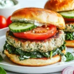 To make these tasty burgers, gather these key items: - 1 lb ground turkey - 1 cup fresh spinach, chopped - 1/2 cup feta cheese, crumbled - 1/4 cup breadcrumbs - 1/4 cup onion, finely chopped - 2 cloves garlic, minced - 1 teaspoon dried oregano - 1 teaspoon salt - 1/2 teaspoon black pepper - 1 tablespoon olive oil - 4 whole wheat burger buns These ingredients blend well to create a juicy and flavorful burger. Ground turkey serves as a lean protein base. Fresh spinach adds a nice green touch and boosts nutrition. Feta cheese gives a tangy taste that pairs perfectly with the turkey. You can enhance your burgers with these tasty toppings: - Sliced tomatoes - Cucumbers - A dollop of tzatziki sauce These toppings add freshness and crunch. They also make the meal more colorful and fun. Tzatziki sauce adds a cool creaminess that balances the flavors. To cook these burgers, you need a few tools: - A large mixing bowl - A skillet for cooking - A spatula for flipping These tools help you mix the ingredients and cook the patties evenly. A good skillet ensures a nice sear on the burgers. Use a spatula to flip them gently, so they stay intact. Gathering the right ingredients and tools makes cooking easier. Now you are ready to create a delicious meal! {{ingredient_image_1}} To start, grab a large mixing bowl. Add 1 pound of ground turkey to the bowl. Next, toss in 1 cup of chopped fresh spinach. Then, add 1/2 cup of crumbled feta cheese. This cheese gives a great tang. Now, pour in 1/4 cup of breadcrumbs and 1/4 cup of finely chopped onion. Don’t forget the 2 minced garlic cloves. They add nice flavor. Season this mix with 1 teaspoon of dried oregano, 1 teaspoon of salt, and 1/2 teaspoon of black pepper. Use your hands to mix everything well. This helps all the flavors blend together. Once mixed, divide the mixture into four equal parts. Shape each part into a burger patty about 3/4-inch thick. Next, heat 1 tablespoon of olive oil in a large skillet over medium heat. When the oil is hot, place the burger patties in the skillet. Cook them for about 5-6 minutes on one side. After that time, carefully flip them over. Cook the other side for another 5-6 minutes. You want the burgers to reach an internal temperature of 165°F. This ensures they are fully cooked and safe to eat. As the patties cook, lightly toast 4 whole wheat burger buns on another skillet or in the oven. Toast them until they are golden brown. Now it’s time to assemble your burgers. Start by placing a turkey patty on each bun. Add your choice of toppings. You can use sliced tomatoes and cucumbers for freshness. A dollop of tzatziki sauce adds a nice touch. For a great presentation, serve the burgers on a rustic wooden board. Pair them with sweet potato fries and a small bowl of tzatziki for dipping. Garnish with fresh herbs for extra flair. To make great spinach feta turkey burgers, mix your ingredients well. Start with a large bowl. Add ground turkey, chopped spinach, crumbled feta, breadcrumbs, and chopped onion. Toss in minced garlic, dried oregano, salt, and black pepper. Use your hands for the best mix. This helps flavors blend better. Form the mixture into four equal patties. Aim for a thickness of about 3/4 inch for even cooking. Cooking turkey burgers needs care to keep them juicy. Heat olive oil in a skillet on medium heat. Once hot, add the burger patties. Cook them for about 5-6 minutes on one side. Flip the patties gently. Cook for another 5-6 minutes until they reach 165°F. Use a meat thermometer for accuracy. This ensures they are safe to eat and not dry. To elevate your turkey burgers, think about your toppings. Fresh sliced tomatoes and cucumbers add a nice crunch. A dollop of tzatziki sauce brings a creamy, tangy taste. Serve the burgers on whole wheat buns for a healthy touch. For a fun presentation, use a rustic wooden board. Pair with sweet potato fries and a small bowl of tzatziki for dipping. Garnish with fresh herbs for a pop of color. Pro Tips Use Fresh Ingredients: Opt for fresh spinach and high-quality feta cheese to enhance the flavor of your burgers. Don’t Overmix: When combining the ingredients, mix just until combined to keep the burgers tender. Check Temperature: Use a meat thermometer to ensure the internal temperature reaches 165°F for safe consumption. Customize Your Toppings: Experiment with different toppings like avocado, red onion, or arugula for a unique flavor profile. {{image_2}} If you want a meat-free option, you can make these burgers with black beans. Use 1 can of drained black beans instead of turkey. Mash the beans and mix in chopped spinach, feta cheese, breadcrumbs, onion, and spices. Shape into patties and cook the same way. These black bean burgers will be just as tasty and healthy. Feta cheese is great, but you can try other cheeses too. Goat cheese adds a tangy flavor. Mozzarella gives a creamy texture. You could even use cheddar for a sharper taste. Just remember to crumble or shred the cheese before mixing it in. Want to spice things up? Add a pinch of red pepper flakes for heat. Fresh herbs like dill or basil can brighten the flavor. If you love garlic, you can add more than two cloves. Experiment with your favorite spices to make these burgers truly yours. To keep your leftover burgers fresh, let them cool first. Wrap each burger in plastic wrap. Place them in an airtight container to avoid moisture. Store the container in the fridge for up to three days. When you want a burger, just take it out. If you want to save burgers for later, freezing works great. After cooking, let the burgers cool down. Wrap each one tightly in plastic wrap. Then, place them in a freezer-safe bag or container. They can last up to three months in the freezer. Don’t forget to label the bags with the date! Reheating your burgers can keep them tasty. For the best results, use an oven or skillet. Preheat the oven to 350°F. Place the burger on a baking sheet for 10-15 minutes. If using a skillet, heat it on medium. Add a little olive oil before placing the burger in. Cook for about 5-7 minutes, flipping once. This keeps the burgers moist and delicious. Enjoy! Yes, you can grill these burgers. Just preheat your grill to medium heat. Place the patties on the grill and cook them for about 5-6 minutes on each side. Make sure they reach an internal temperature of 165°F for safety. Grilling adds a nice smoky flavor to the burgers. You can use crushed crackers or oats instead of breadcrumbs. Both work well to bind the mixture. If you want a gluten-free option, try almond flour or ground flaxseed. Each substitute will give a slightly different texture, but they will still taste great. Check the internal temperature of the burgers. They should reach 165°F. You can use a meat thermometer for this. If you don't have one, cut into a burger to check if the meat is no longer pink inside. Proper cooking ensures both safety and flavor. Yes, these burgers are a healthy choice. Ground turkey is lean and low in fat. Spinach adds fiber and vitamins. Feta cheese provides flavor without too many calories. Whole wheat buns add whole grains to your meal. This dish is balanced and nutritious. Many sides pair nicely with these burgers. Sweet potato fries are a favorite choice. You can also serve a fresh salad or grilled veggies. For a lighter option, add sliced cucumbers and a side of tzatziki sauce. These sides enhance the meal's flavor and nutrition. Spinach feta turkey burgers are a tasty and healthy choice. We covered the main ingredients, optional toppings, and cooking essentials. You learned how to mix the ingredients and cook the patties, plus extra tips for best flavor. Variations let you switch out cheese or make them vegetarian. Don’t forget about storage and reheating to enjoy leftovers. With these steps, you can create a delicious meal. Dive into your kitchen and make these burgers a favorite!