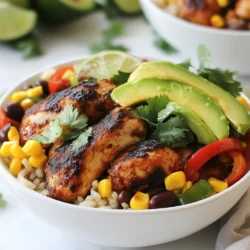 For a tasty Caribbean jerk chicken bowl, you need a few key ingredients: - 4 boneless, skinless chicken thighs - 2 tablespoons jerk seasoning - 1 tablespoon olive oil - 1 cup brown rice (or quinoa) - 2 cups chicken broth (or vegetable broth) - 1 cup black beans, rinsed and drained - 1 cup corn, fresh or frozen - 1 red bell pepper, diced - 1 avocado, sliced - 1 lime, cut into wedges - Fresh cilantro, chopped - Salt and pepper to taste These ingredients create a bowl full of flavor and nutrition. Each element adds a unique taste that blends perfectly. A good jerk seasoning makes all the difference. You can choose store-bought options for ease. Look for ones with natural ingredients. If you prefer, make your own. Combine spices like allspice, thyme, and cayenne pepper. This mix gives you full control over the spice level. You can easily adjust this recipe for your needs. If you're vegan, swap the chicken with grilled tofu or tempeh. For a gluten-free option, ensure your jerk seasoning is gluten-free. You can also use quinoa instead of brown rice for a lighter meal. This way, everyone can enjoy a delicious jerk bowl! {{ingredient_image_1}} Start by mixing jerk seasoning with olive oil in a small bowl. This mix is key to flavoring the chicken. Rub it all over the chicken thighs. Let them marinate for at least 30 minutes. If you have time, marinate overnight. This will deepen the taste. For cooking the rice or quinoa, take a saucepan and bring chicken or vegetable broth to a boil. Add brown rice or quinoa to the boiling broth. Lower the heat, cover, and let it simmer for 15 to 20 minutes. Once the grains are tender and the liquid is gone, fluff it with a fork. Heat a grill or skillet over medium-high heat. Add the marinated chicken thighs when hot. Grill them for 6 to 7 minutes on each side. The chicken is done when it reaches an internal temperature of 165°F (75°C). Remove it from heat and let it rest for a few minutes, then slice it. In a skillet, add a splash of olive oil. Sauté diced red bell pepper for 3 to 4 minutes. It should become soft. Then add corn and black beans. Cook for another 2 to 3 minutes until they are hot. Season this mix with salt and pepper to taste. Grab your bowls and start with a base of rice or quinoa. Next, add sliced jerk chicken on top. Then, layer the sautéed vegetables and avocado slices. This creates a colorful and tasty meal. To give your bowls a fresh look, sprinkle chopped cilantro on top. Serve with lime wedges for squeezing over the dish. This adds brightness and extra flavor. Enjoy your delicious Caribbean jerk chicken bowls! To grill chicken thighs well, start with a good marinade. Use jerk seasoning mixed with olive oil to add flavor. Let the chicken sit in this mix for at least 30 minutes. You can marinate it overnight for even better taste. When grilling, make sure your grill is hot. This helps seal in the juices. Cook the chicken for about 6-7 minutes on each side. Check the internal temperature; it should reach 165°F. Let the chicken rest before slicing. This keeps it juicy. For rice or quinoa, use broth for more flavor. Start by boiling chicken or vegetable broth in a saucepan. Once boiling, add your rice or quinoa. Reduce the heat to low and cover the pan. Let it cook for 15-20 minutes. Once done, fluff it with a fork. This helps separate the grains and makes it light. If using quinoa, rinse it first to remove any bitterness. Adding fresh veggies boosts flavor and nutrition. I recommend using bell peppers, corn, and black beans. Bell peppers add a sweet crunch, while corn gives a nice pop. Black beans add protein and creaminess. You can also try adding cherry tomatoes or zucchini for more variety. Just sauté them quickly in olive oil. This keeps them bright and fresh. When serving, start with a base of rice or quinoa. Layer on sliced jerk chicken and sautéed vegetables. Add avocado slices for creaminess. A sprinkle of fresh cilantro adds a nice touch. Serve with lime wedges for a zesty kick. You can pair this bowl with a light salad or plantain chips for a perfect meal. Enjoy the vibrant flavors of the Caribbean! Pro Tips Marinate for Maximum Flavor: Allow the chicken to marinate for at least 1 hour or overnight if possible. This enhances the flavor and tenderness of the chicken. Use Fresh Ingredients: Whenever possible, opt for fresh vegetables like corn and bell peppers. They add vibrant flavor and texture to the dish. Perfectly Cooked Rice: Make sure to fluff the rice with a fork after cooking. This helps to separate the grains and prevents it from becoming sticky. Customize Your Bowls: Feel free to add other toppings such as sliced jalapeños, shredded cheese, or a drizzle of hot sauce for extra flavor and heat. {{image_2}} You can easily switch to a vegetarian version. Instead of chicken, use tofu or tempeh. Both soak up the jerk flavors well. You can marinate them just like the chicken. Grill or sauté them until golden. Use the same sautéed veggies, black beans, and corn. This keeps the meal hearty and full of flavor. If you want a different protein, try shrimp or pork. For shrimp, marinate and grill them for about three minutes on each side. For pork, use tenderloin or chops. Cook them until they reach a safe temperature. Both options bring a new taste to the bowl. You can still use the same toppings and grains for a fresh twist. While brown rice is great, you can try other grains. Quinoa is lighter and packed with protein. You might also use farro or couscous for a unique texture. Each grain adds its flavor and enhances the dish. Cook them just like rice, following the package instructions. This small change can make a big impact on your meal. To keep leftovers fresh, let the bowls cool first. Place them in airtight containers. Store chicken separately from rice and veggies. This helps keep flavors and textures nice. Use glass or plastic containers for easy handling. If you want to freeze the bowls, wrap chicken tightly in plastic wrap. Then, place it in a freezer bag. You can freeze rice and veggies together. They last well for about three months. Label each bag with the date to keep track. When you’re ready to eat, take out what you need. For chicken, place it in a skillet over low heat. Add a splash of water to keep it moist. Heat until warmed through, about 5-7 minutes. For rice and veggies, use a microwave. Heat for 2-3 minutes, stirring halfway. Enjoy your flavorful jerk chicken bowls again! Jerk chicken is a spicy dish from Jamaica. It uses a special blend of spices called jerk seasoning. This mix usually has allspice, thyme, and Scotch bonnet peppers. The cooking method involves marinating the chicken and then grilling or smoking it. This gives the chicken a unique smoky flavor. Yes, you can choose the spice level! If you like it spicy, use more jerk seasoning. For a milder taste, use less seasoning or a mild version. You can also remove the seeds from the peppers if you want to tone down the heat. Adjust to your taste! To check if the chicken is done, use a meat thermometer. The internal temperature should reach 165°F (75°C). If you don’t have a thermometer, cut into the thickest part of the chicken. The meat should be white, not pink. This means it is safe to eat. You can add many toppings to your bowl! Here are some tasty options: - Chopped green onions - Sliced jalapeños - Shredded cheese - Fresh salsa - Greek yogurt or sour cream - Lime wedges for extra zest Get creative and mix your favorites! Caribbean jerk chicken bowls are tasty and easy to make. We covered key ingredients, from the chicken to recommended seasonings. You learned marinating techniques and cooking steps for rice or quinoa. I shared tips for grilling chicken and selecting the right veggies. You can customize with vegetarian options and store leftovers properly. Enjoy making this dish your own. The flavors are rich, and the choices are endless. Dive in and explore this vibrant recipe. Your taste buds will thank you!