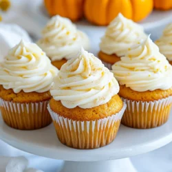 To make these pumpkin spice latte cupcakes, you need the following: - 1 cup all-purpose flour - 1/2 cup granulated sugar - 1/2 cup brown sugar, packed - 1 teaspoon baking powder - 1/2 teaspoon baking soda - 1/2 teaspoon salt - 1 tablespoon pumpkin spice mix (or a blend of cinnamon, nutmeg, and cloves) - 1/2 cup unsweetened pumpkin puree - 1/4 cup brewed coffee, cooled - 1/4 cup vegetable oil - 2 large eggs - 1 teaspoon vanilla extract - 1/2 cup cream cheese, softened (for frosting) - 1/4 cup unsalted butter, softened (for frosting) - 1 cup powdered sugar (for frosting) - Additional pumpkin spice for topping Each ingredient plays a key role in the flavor and texture of the cupcakes. If you need substitutes: - Use whole wheat flour for a healthier option. - Coconut sugar can replace brown sugar. - If you don’t have brewed coffee, strong tea is a good swap. - For a dairy-free option, try almond cream cheese for frosting. Quality ingredients make a big difference in flavor. Look for: - Fresh spices; they should smell strong and fragrant. - Pure pumpkin puree, not pie filling, which has added sugar. - Fresh eggs; check the sell-by date for freshness. - Good quality coffee; it enhances the latte flavor well. These choices will ensure your cupcakes taste amazing! {{ingredient_image_1}} Start by preheating your oven to 350°F (175°C). This temperature helps the cupcakes rise well. Next, line a 12-cup muffin tin with paper liners. This makes it easy to remove the cupcakes later. In a large bowl, whisk together the following dry ingredients: - 1 cup all-purpose flour - 1/2 cup granulated sugar - 1/2 cup brown sugar, packed - 1 teaspoon baking powder - 1/2 teaspoon baking soda - 1/2 teaspoon salt - 1 tablespoon pumpkin spice mix Mix these well until they blend nicely. This step adds flavor and texture. In another bowl, combine: - 1/2 cup unsweetened pumpkin puree - 1/4 cup brewed coffee, cooled - 1/4 cup vegetable oil - 2 large eggs - 1 teaspoon vanilla extract Stir this mixture until smooth. The wet ingredients add moisture and rich taste. Now, slowly add the wet mixture to the dry ingredients. Stir gently until just combined. Do not over-mix; this keeps the cupcakes soft. Next, divide the batter among the muffin cups, filling each about two-thirds full. Bake in the preheated oven for 20-25 minutes. To check if they’re done, insert a toothpick into the center. If it comes out clean, they are ready! While the cupcakes cool, make the frosting. In a bowl, beat together: - 1/2 cup cream cheese, softened - 1/4 cup unsalted butter, softened Mix until creamy. Gradually add: - 1 cup powdered sugar Continue mixing until the frosting is smooth and fluffy. Once the cupcakes are completely cool, it’s time to frost them. Use a spatula or knife to spread the cream cheese frosting generously on top. For a finishing touch, sprinkle a pinch of additional pumpkin spice on each cupcake. This adds a nice look and extra flavor! When baking pumpkin spice latte cupcakes, a few mistakes can happen. First, do not over-mix your batter. Stir just until the wet and dry ingredients blend. Over-mixing can make the cupcakes tough. Next, ensure your oven is preheated. This helps the cupcakes rise evenly. Use an oven thermometer to check the temperature. Finally, check your cupcakes early. Baking times may vary by oven. A toothpick should come out clean when done. Follow these best practices to get great results. Start with room temperature eggs and butter. This helps mix better and creates a nice texture. Use a light hand when filling muffin cups. Aim for two-thirds full to allow room for rising. Use paper liners to make removal easy. Let the cupcakes cool in the pan for only five minutes. This helps them stay moist. Moist cupcakes are a must. Use unsweetened pumpkin puree; it adds moisture and flavor. Also, the brewed coffee enhances taste and keeps them soft. Vegetable oil works well for moisture too. If you want even more moisture, try adding a bit of sour cream. Remember to cool the cupcakes completely before frosting. Frosting on warm cupcakes can melt and ruin the look. Pro Tips Use Fresh Pumpkin Spice Mix: For the best flavor, consider making your own pumpkin spice mix using fresh ground spices. This enhances the aromatic flavors in your cupcakes. Check for Doneness: Ovens can vary, so start checking your cupcakes at the 20-minute mark. They are done when a toothpick inserted in the center comes out clean. Frosting Consistency: Make sure your cream cheese and butter are at room temperature to achieve a smooth and fluffy frosting. This prevents lumps and ensures even spreading. Cool Completely: Allow the cupcakes to cool completely before frosting to prevent the frosting from melting and sliding off, keeping your presentation neat. {{image_2}} You can change the frosting to match your taste. Try using a chocolate frosting instead of cream cheese. This adds a rich layer to your cupcakes. You can also make a whipped cream topping for a lighter feel. A maple buttercream would also pair nicely with the pumpkin spice. Each option offers a new twist on flavor. Want to make your cupcakes even more special? Add chocolate chips to the batter for a sweet surprise. Drizzle caramel sauce on top for a sweet touch. You could even mix in some chopped nuts for crunch. These small changes can create new flavors and textures. You can easily make these cupcakes gluten-free. Use a gluten-free flour blend instead of all-purpose flour. For a dairy-free option, swap the cream cheese for a dairy-free cream cheese. Use coconut oil or almond milk in place of butter and milk. Everyone can enjoy these treats, no matter their diet. To keep your pumpkin spice latte cupcakes fresh, store them in an airtight container. This protects them from air and moisture. You can layer them with parchment paper to avoid sticking. If you have frosting, store them in the fridge to maintain the cream cheese texture. You can freeze these cupcakes for later enjoyment. First, let them cool completely. Then, wrap each cupcake in plastic wrap. Place them in a freezer-safe bag or container. This keeps them fresh for up to three months. For refrigeration, place them in the fridge in an airtight container. They will stay tasty for about five days. For the best flavor, eat the cupcakes within three days at room temperature. If refrigerated, they are best within five days. If frozen, thaw them overnight in the fridge before serving. This helps to keep their taste and texture just right. Yes, you can make these cupcakes ahead of time. Bake them and cool them completely. Store the cupcakes in an airtight container at room temperature for two days. If you want to keep them longer, place them in the fridge for up to a week. Frost them just before serving for the best taste and look. If you don’t have pumpkin puree, you can use applesauce. This will keep the texture moist. You can also use mashed banana, but this will change the flavor a bit. Another option is to use sweet potato puree. Each option adds its unique taste to the cupcakes. To adjust the sweetness, you can reduce the sugar. Try cutting the granulated sugar or brown sugar by a quarter. If you want sweeter cupcakes, add a bit more powdered sugar to the frosting. Taste as you go to find the right balance for you. Yes, these cupcakes are nut-free if you use safe ingredients. The recipe does not include nuts. Always check your baking powder and vanilla to ensure they are nut-free. You can enjoy these delicious treats without worry! You now have all the steps to bake perfect cupcakes. We covered essential ingredients, measurements, and how to pick quality items. I shared step-by-step instructions to bake, frost, and garnish your treats. Avoiding common mistakes is key, along with tips for moist cupcakes. Variations let you explore flavors or make them healthier. Lastly, I provided storage info for keeping them fresh. Enjoy baking, and don’t fear experimenting with new flavors! Your cupcakes will wow everyone.